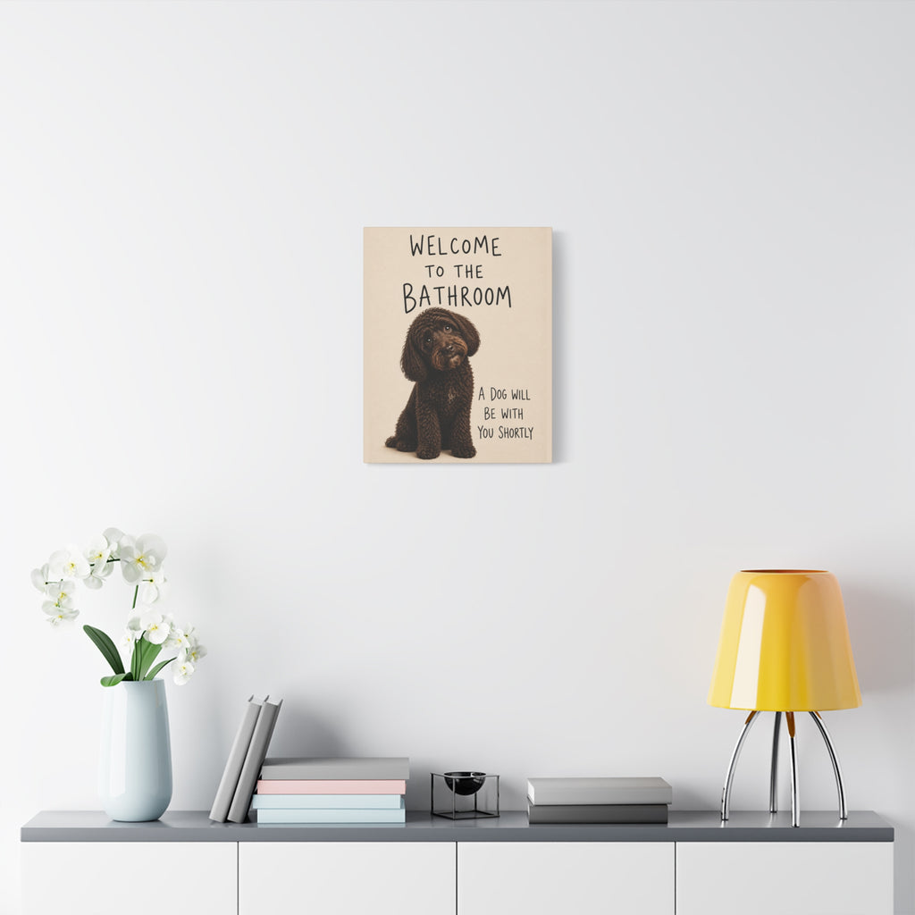 Chocolate Cockapoo Bathroom Wall Art | Welcome to the Bathroom | Funny Dog Lover Decor