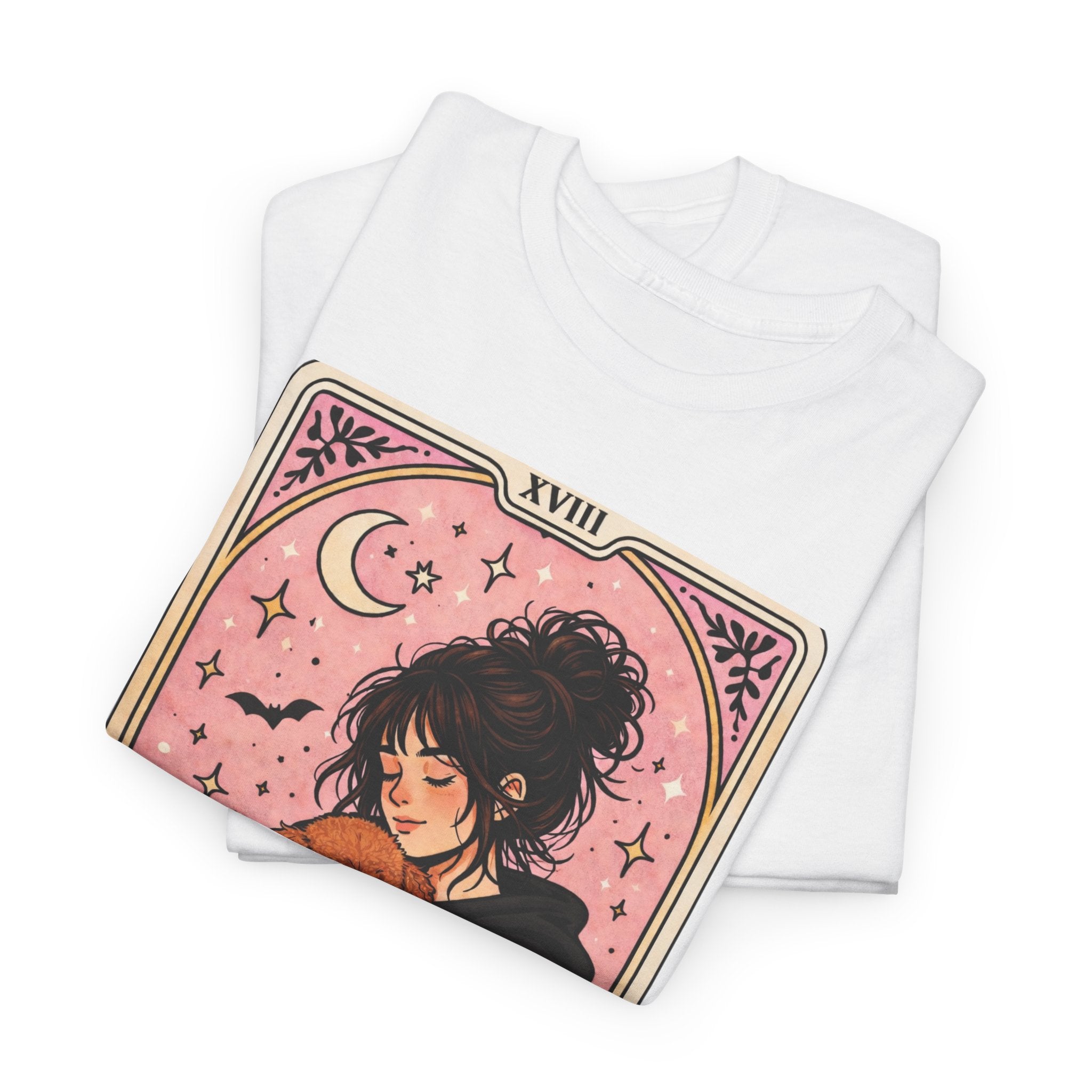 Personalized emotional support T-shirt with funny dog mom and tarot design, featuring a poodle, for anxiety comfort and humor.