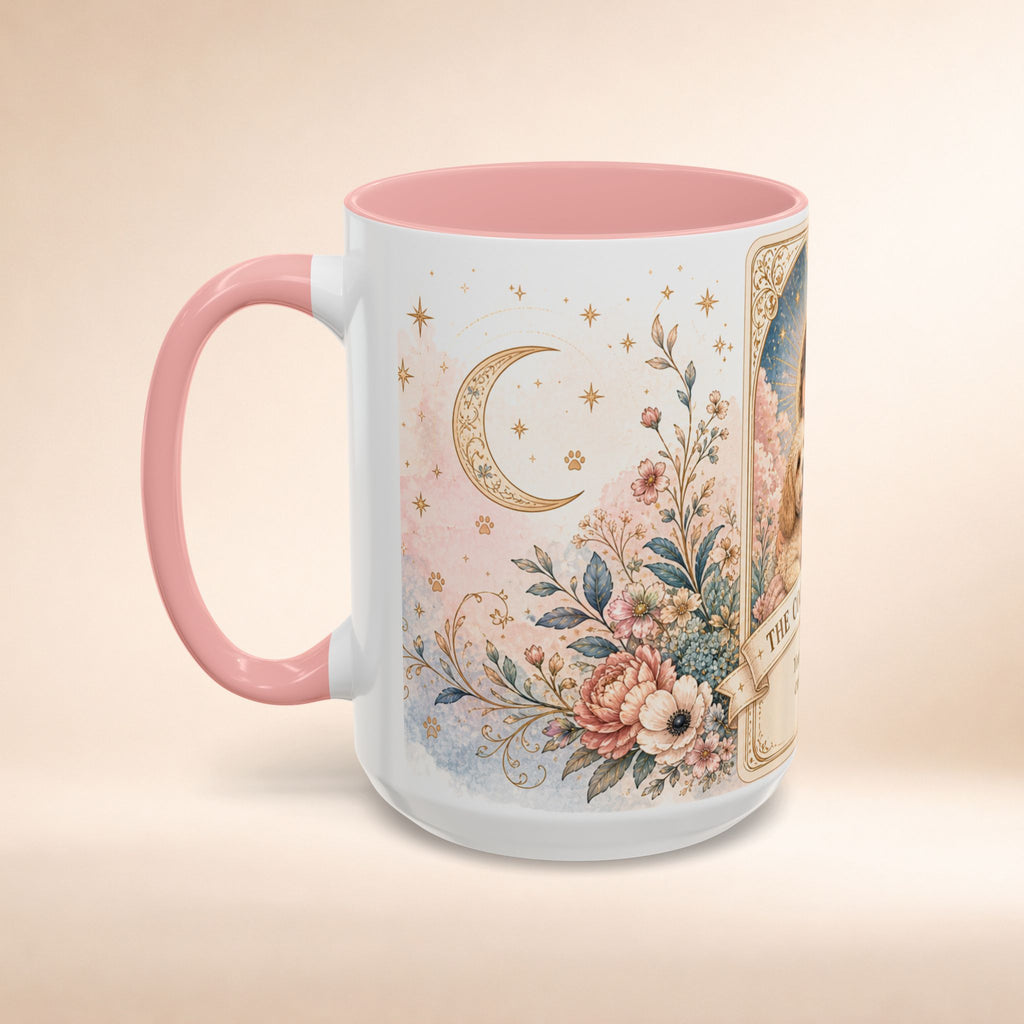 Personalized 'The Cockapoo Mom' floral tarot-style dog mom coffee mug, custom accent mug in 11oz or 15oz size with dog-themed design