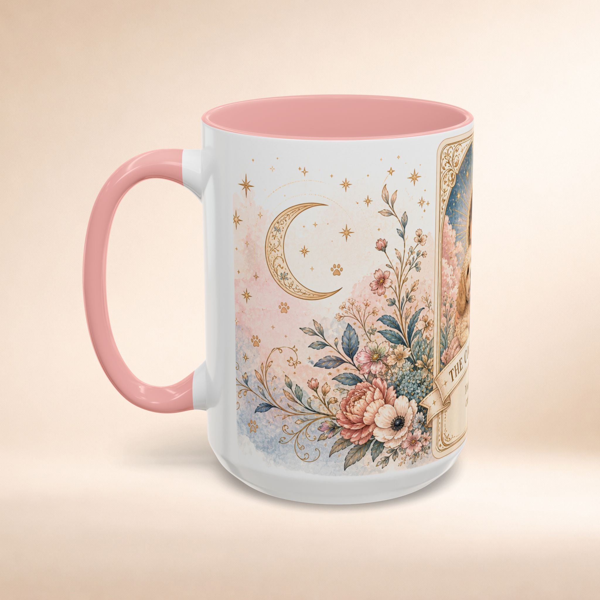 Personalized 'The Cockapoo Mom' floral tarot-style dog mom coffee mug, custom accent mug in 11oz or 15oz size with dog-themed design