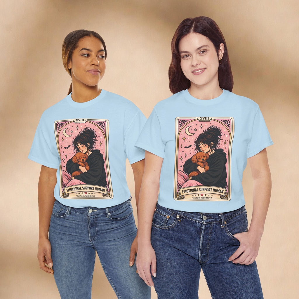 Personalized humorous dog mom T-shirt featuring a tarot-inspired design, perfect for poodle moms seeking comfort and support.