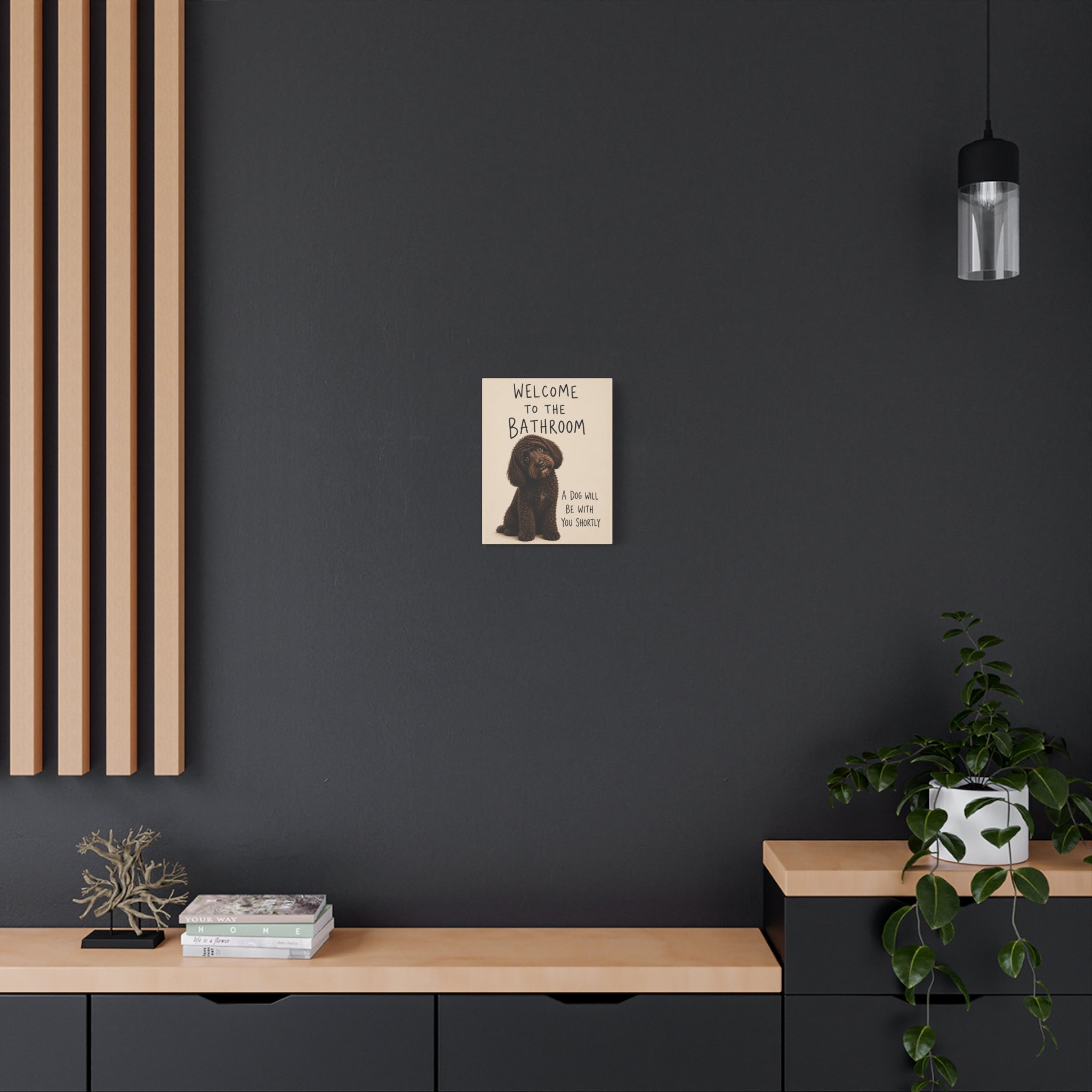 Chocolate Cockapoo Bathroom Wall Art | Welcome to the Bathroom | Funny Dog Lover Decor
