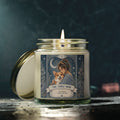 Personalized Tarot Corgi Mom scented candle in coconut apricot wax, custom product with printed label and decorative design.
