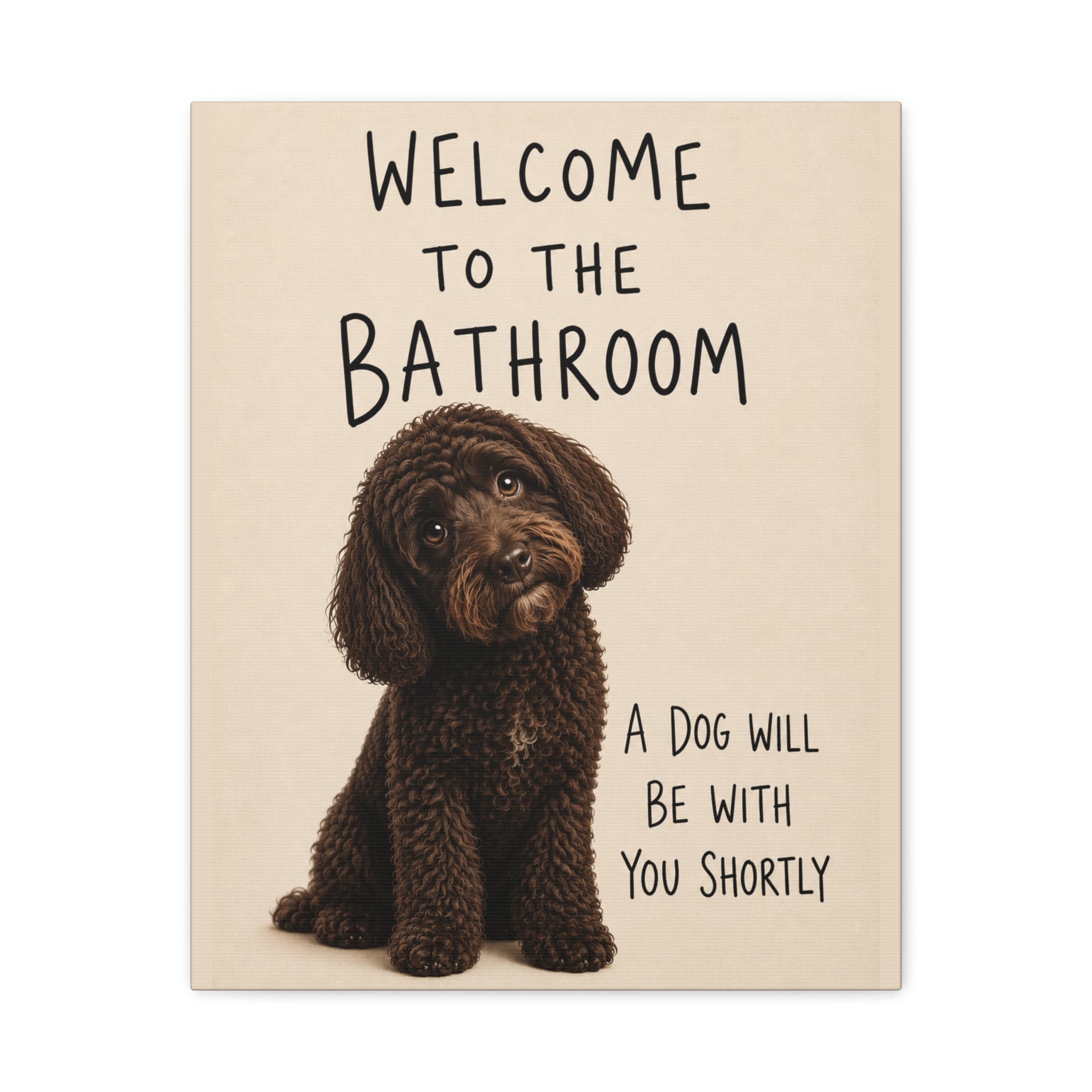 Chocolate Cockapoo Bathroom Wall Art | Welcome to the Bathroom | Funny Dog Lover Decor