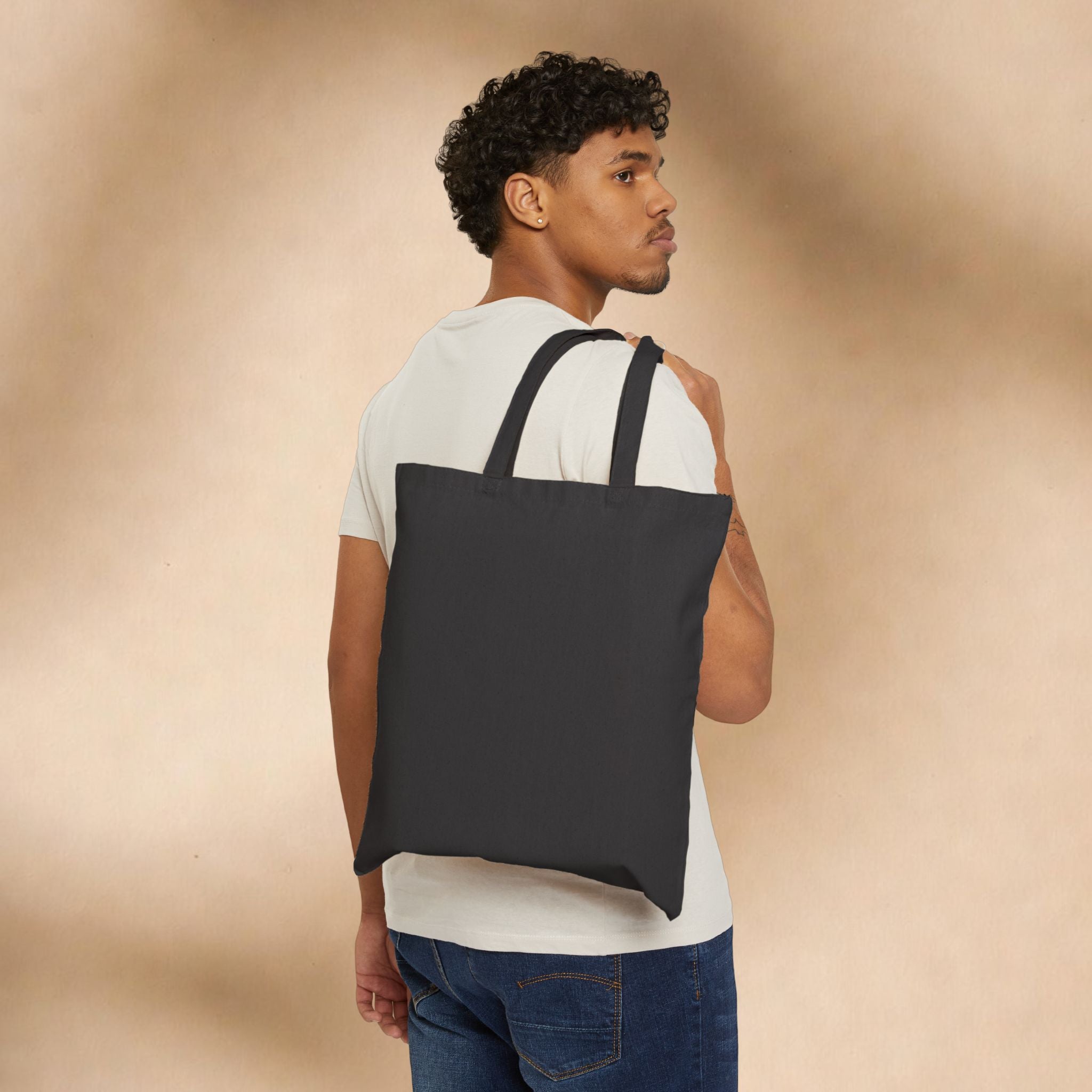 Social justice tote bag with "If you are neutral you have chosen the oppressors" slogan, featuring Lady Justice design, by Printify.