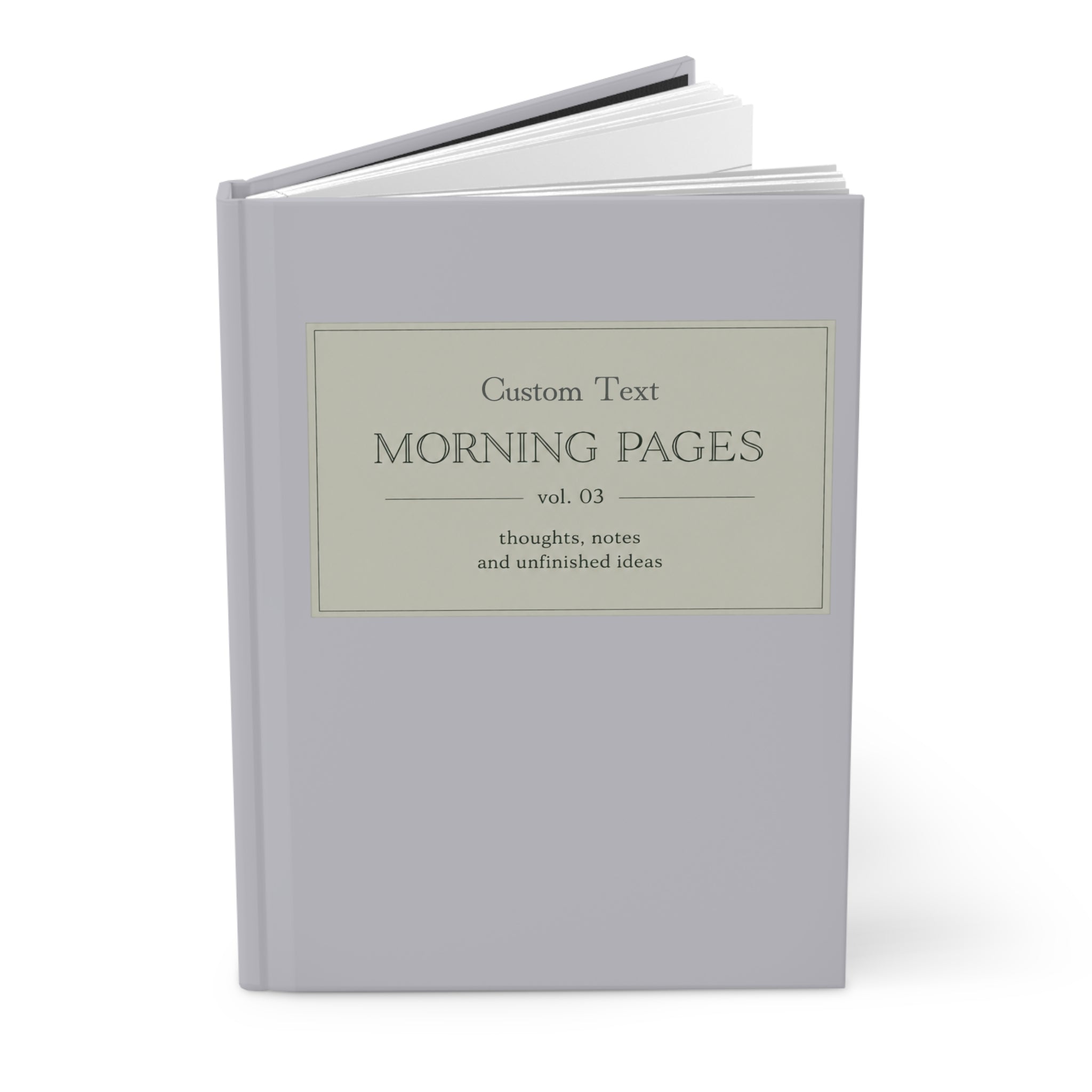 Custom Morning Pages Journal Vol. 03 by Printify, hardcover minimalist guided reflection notebook with personalized cover design.
