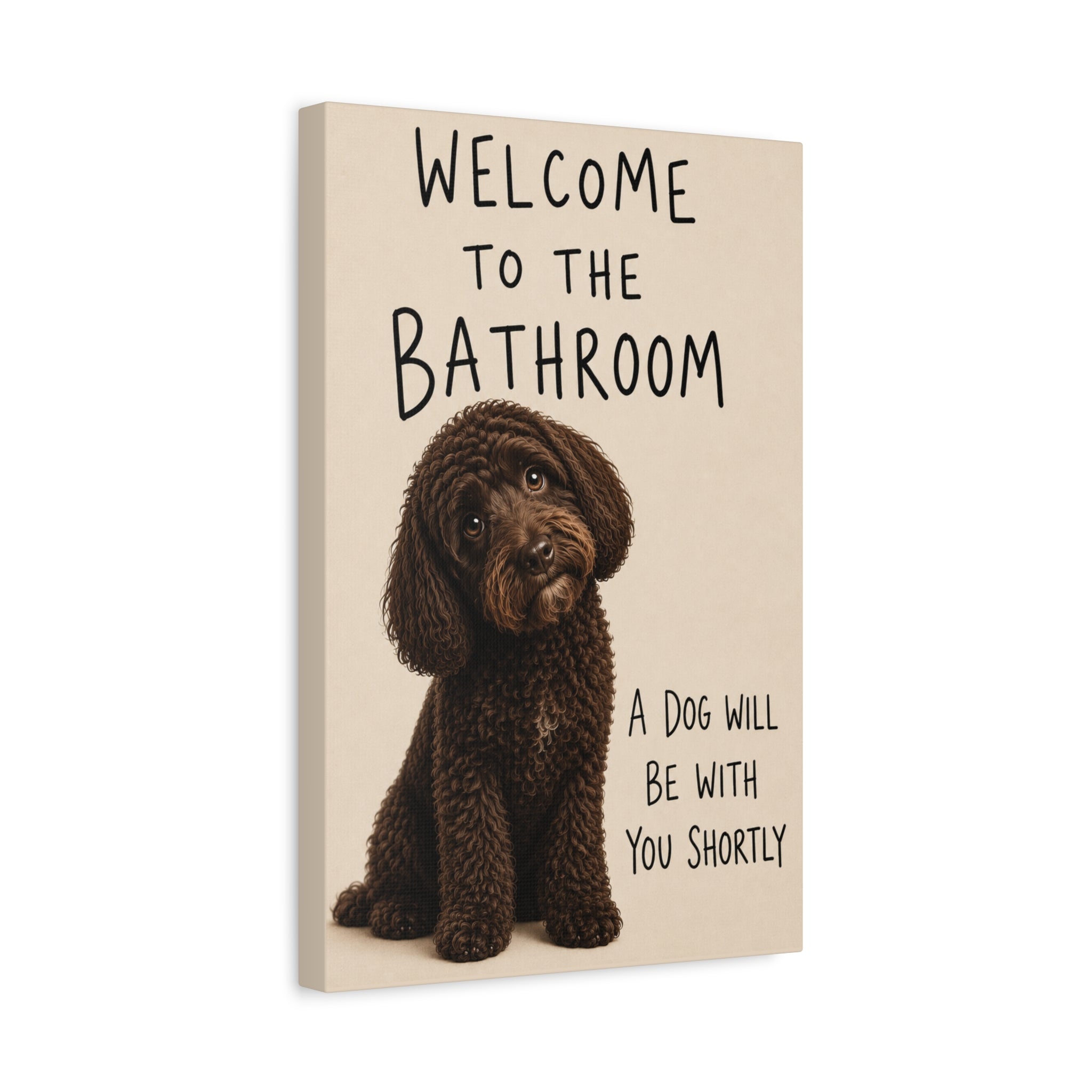 Chocolate Cockapoo Bathroom Wall Art | Welcome to the Bathroom | Funny Dog Lover Decor