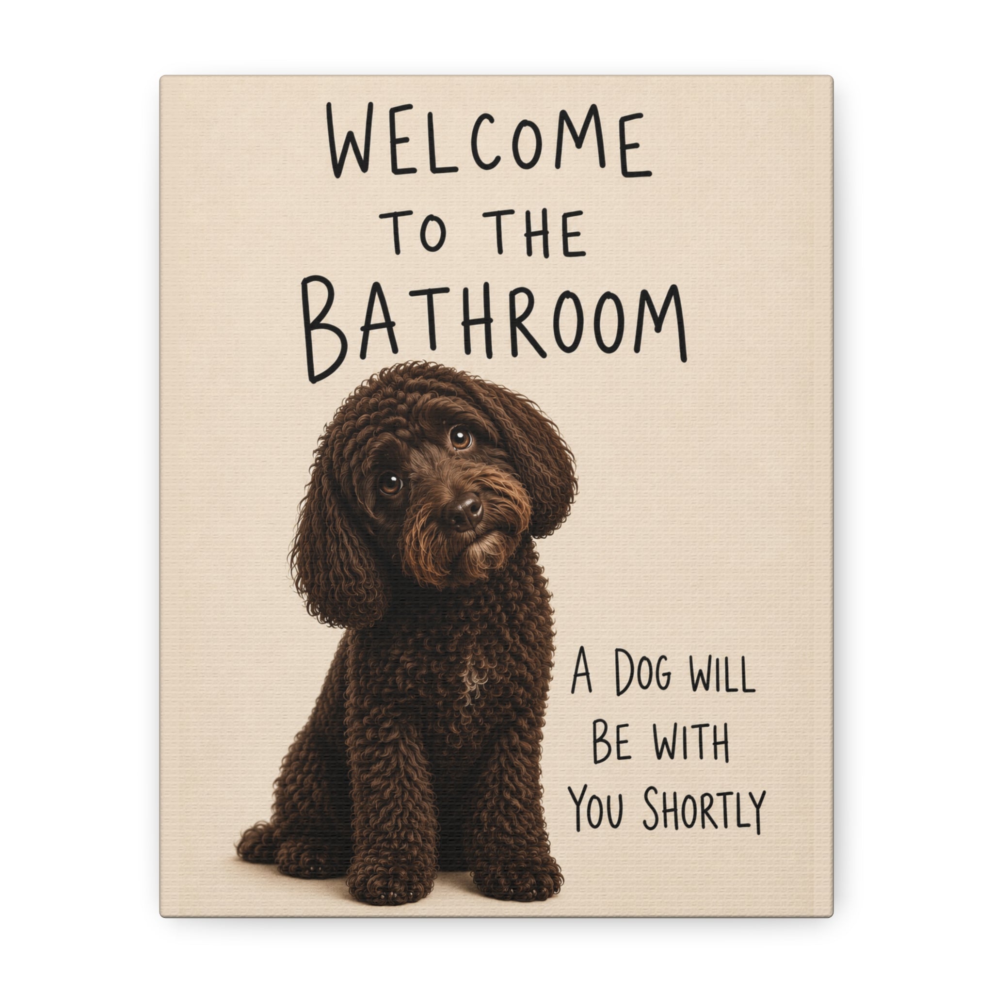 Chocolate Cockapoo Bathroom Wall Art | Welcome to the Bathroom | Funny Dog Lover Decor