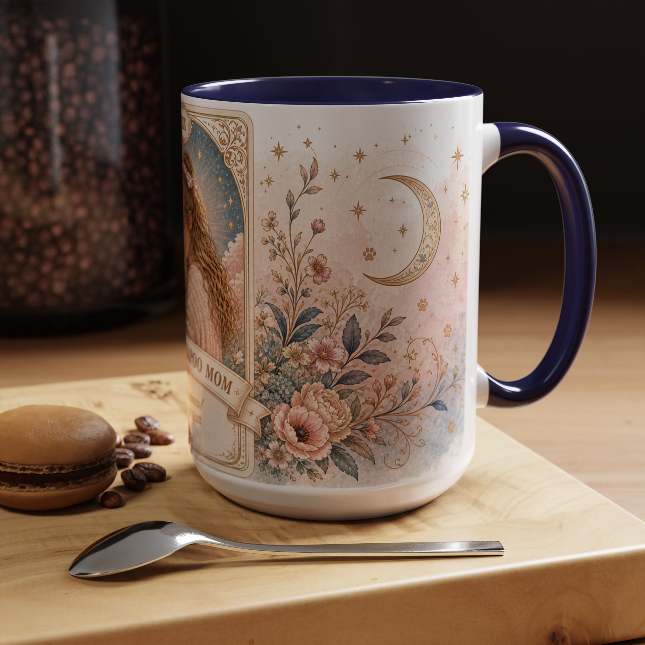 Personalized 'The Cockapoo Mom' floral tarot-style dog mom coffee mug, 11oz, custom accent design for dog lovers