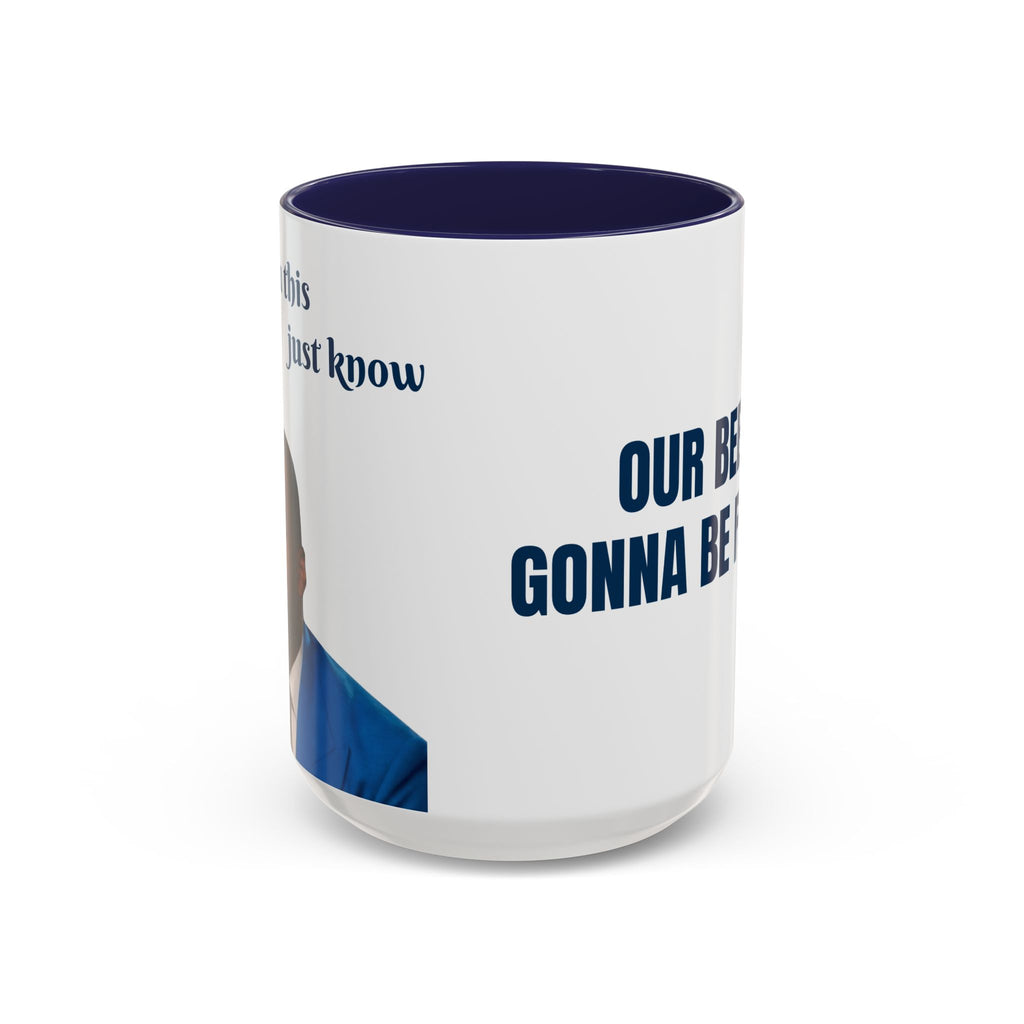Black ceramic coffee mug with white text reading "Our Beef Is Gonna Be Forever," 11oz or 15oz size, designed by Printify.