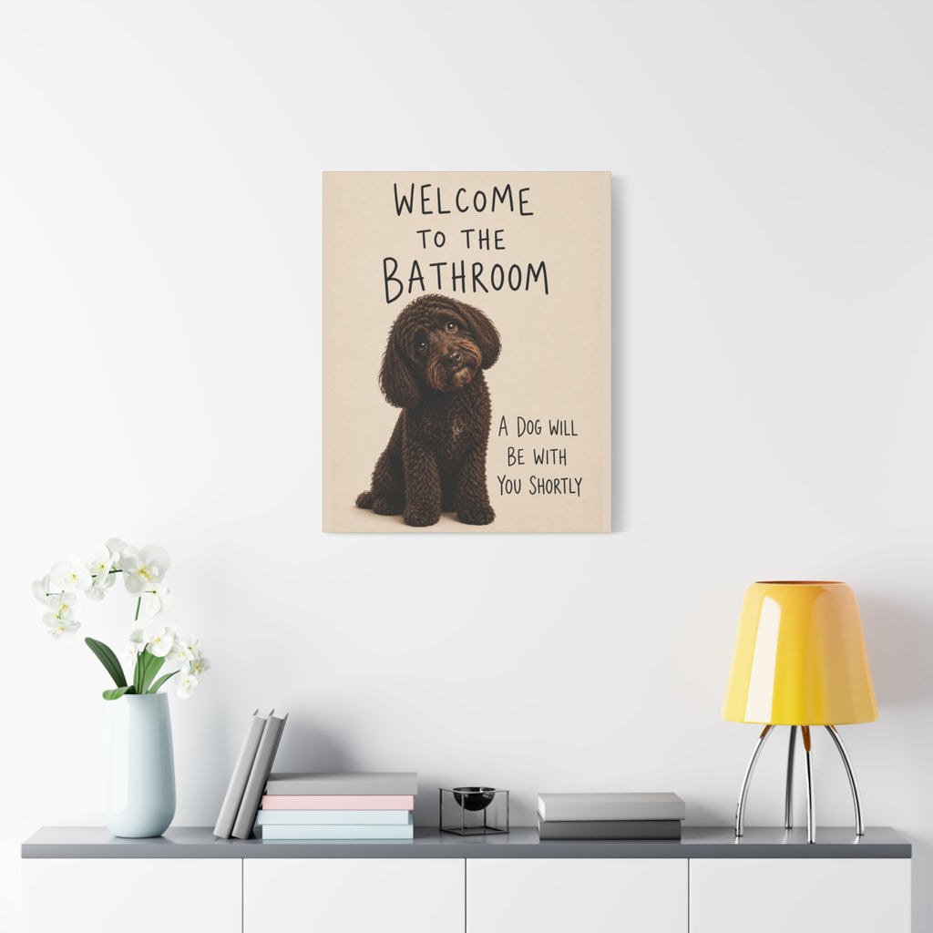 Chocolate Cockapoo Bathroom Wall Art | Welcome to the Bathroom | Funny Dog Lover Decor