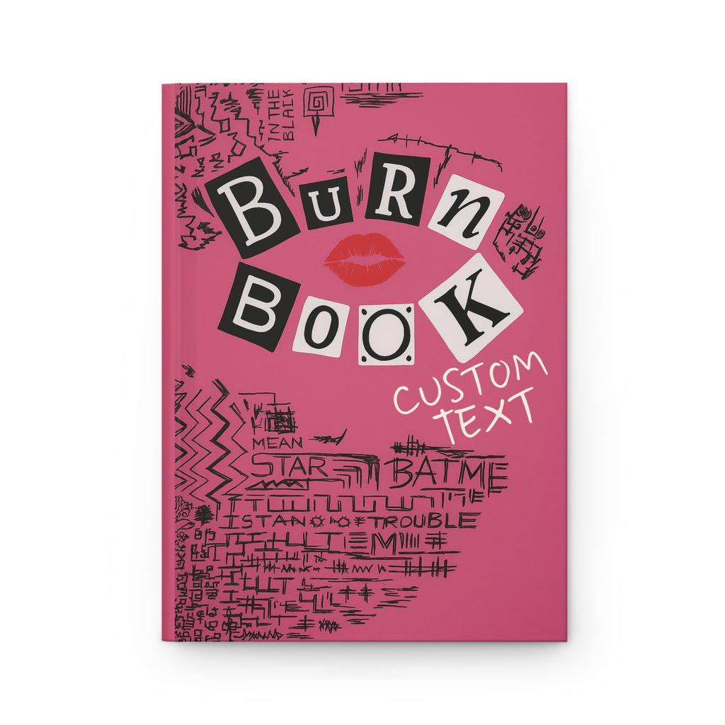 Personalized pink Y2K aesthetic burn book journal by Printify, featuring custom paper notebook with vibrant design.