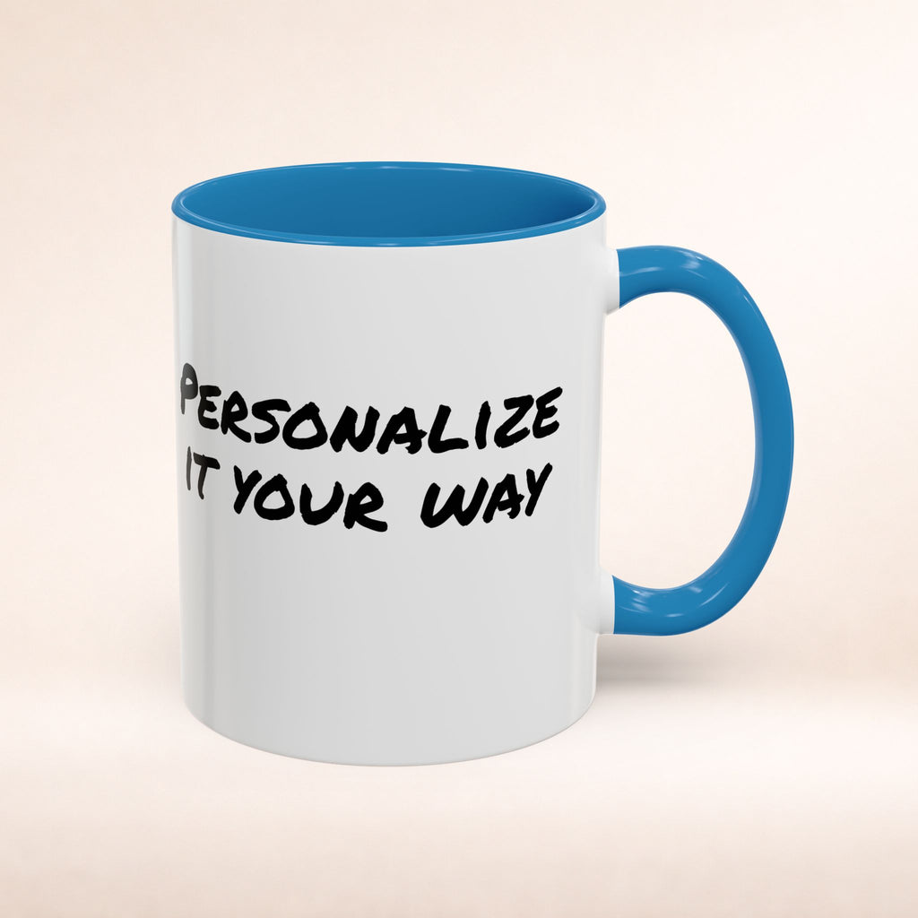 Friends-inspired funny 'The Routine' accent coffee mug by Printify, featuring a humorous quote and a classic mug design.