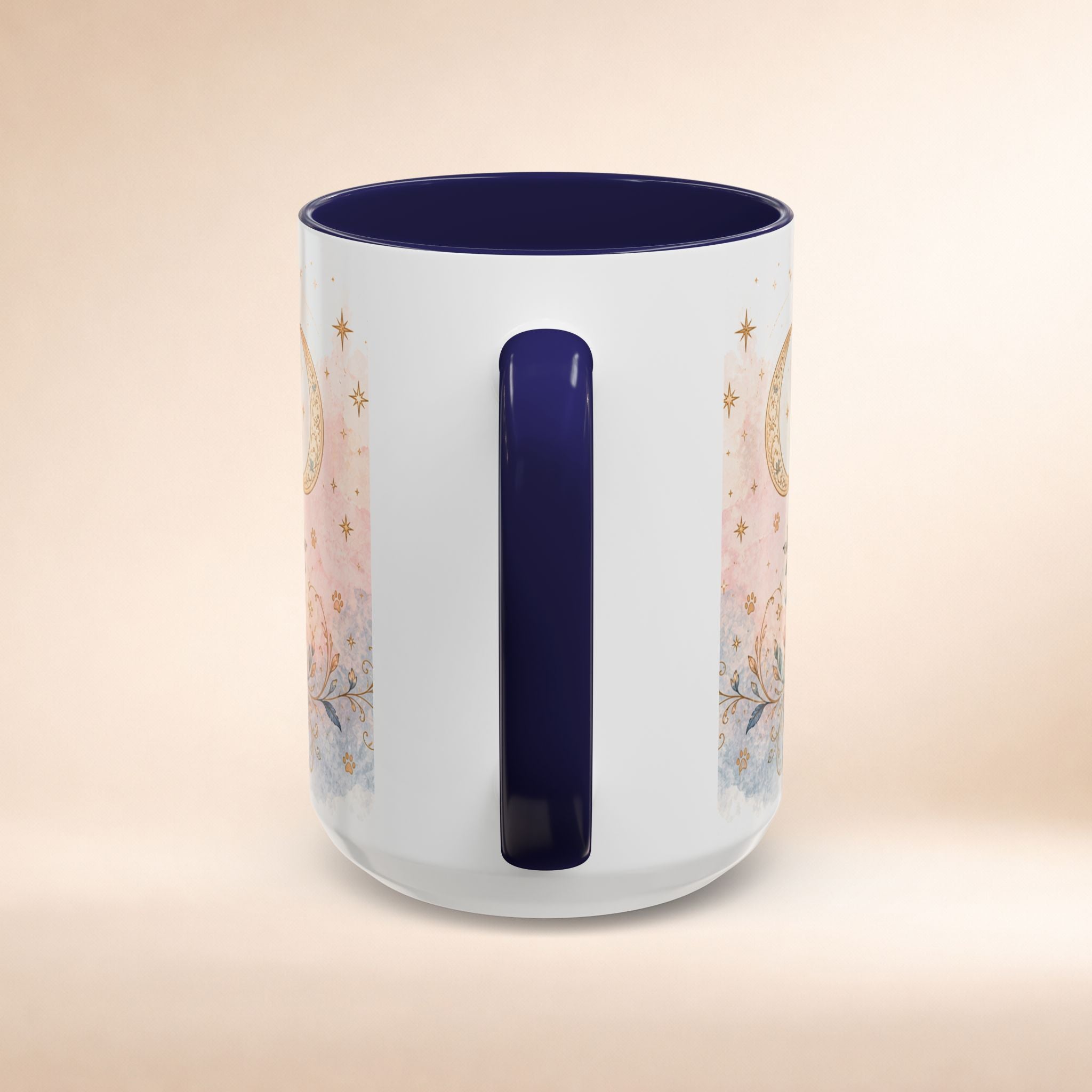Personalized floral tarot-style dog mom mug featuring a Cockapoo, 11oz custom accent coffee mug by Printify.