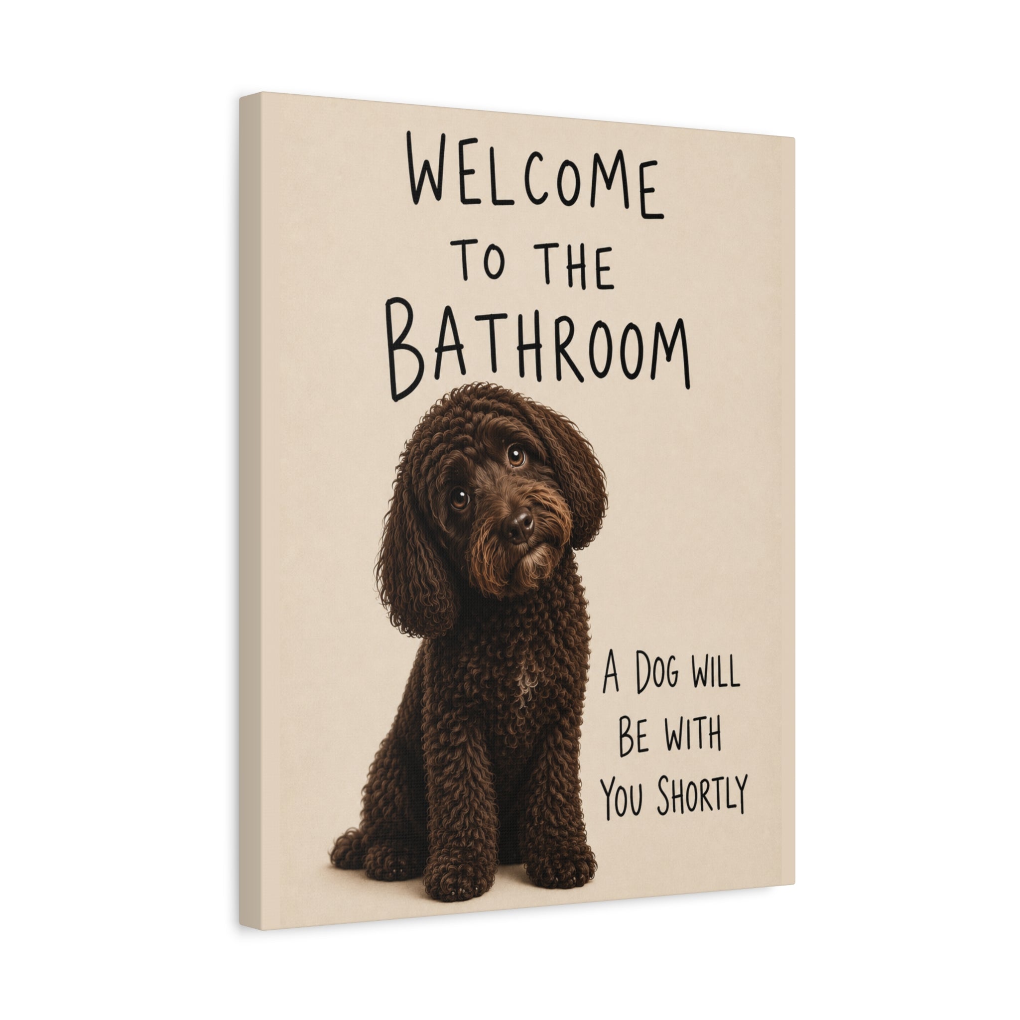 Chocolate Cockapoo Bathroom Wall Art | Welcome to the Bathroom | Funny Dog Lover Decor