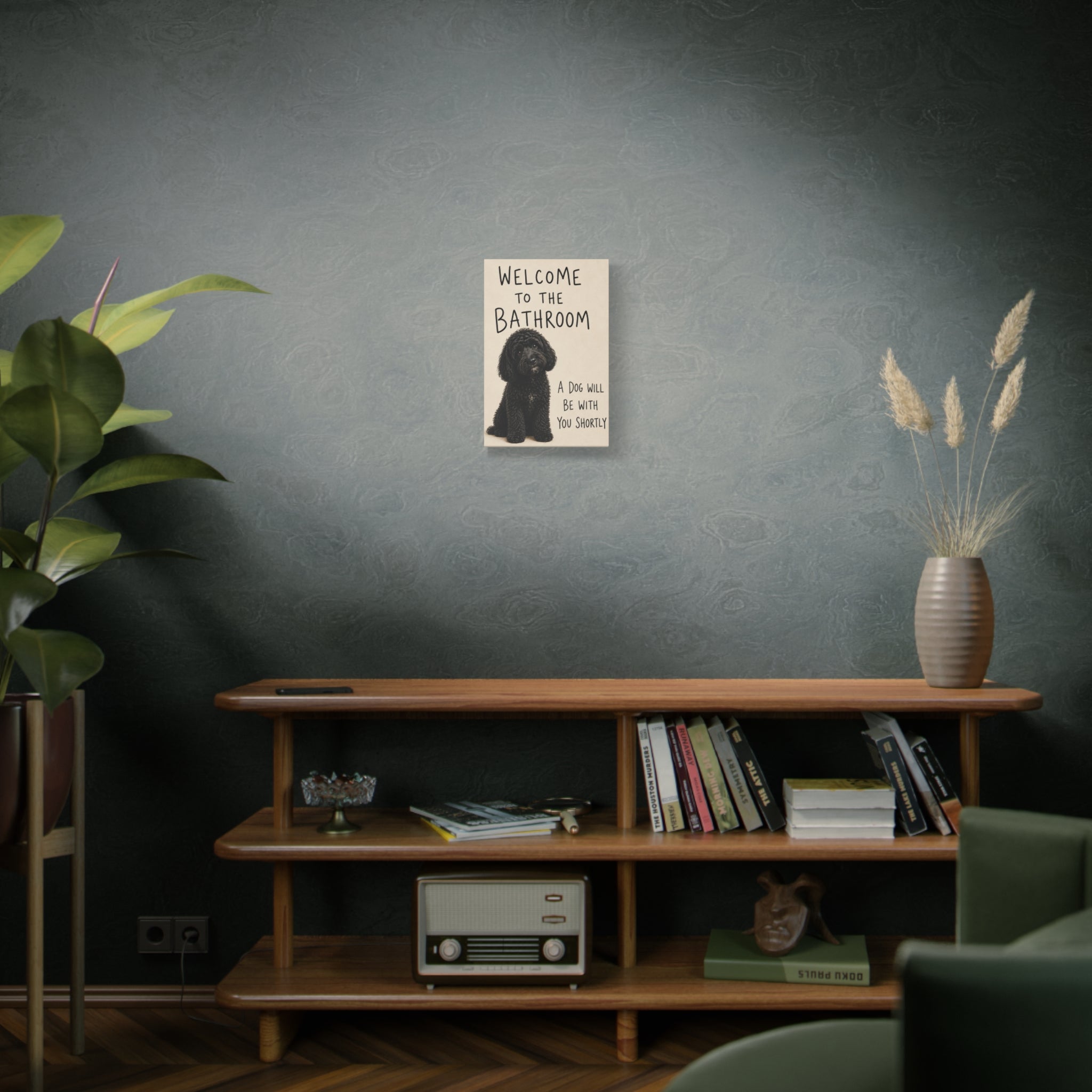 Black Cockapoo Bathroom Wall Art | Welcome to the Bathroom | Funny Dog Lover Decor