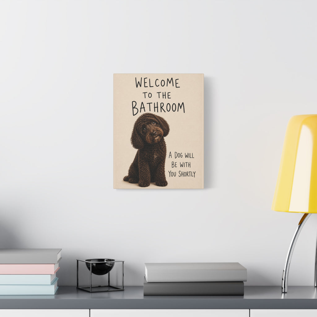Chocolate Cockapoo Bathroom Wall Art | Welcome to the Bathroom | Funny Dog Lover Decor