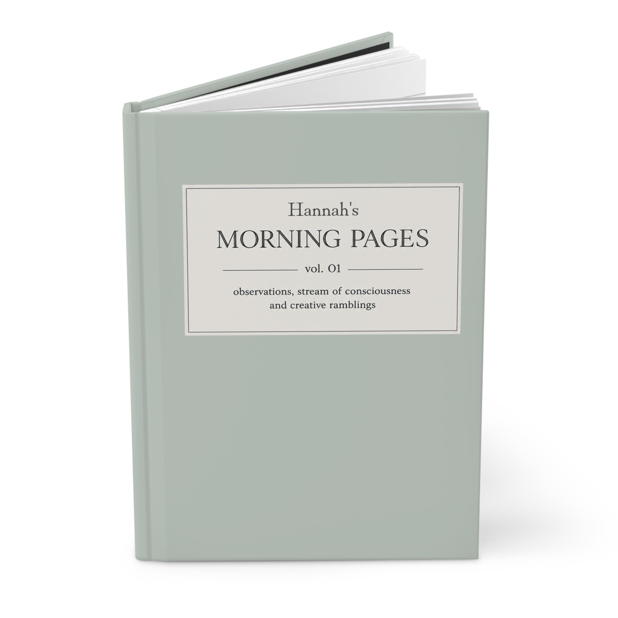 Custom hardcover Morning Pages journal by Printify featuring minimalist design and guided reflection pages for personal writing.