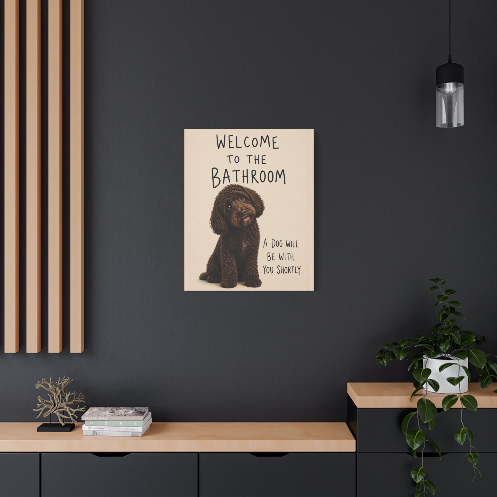 Chocolate Cockapoo Bathroom Wall Art | Welcome to the Bathroom | Funny Dog Lover Decor