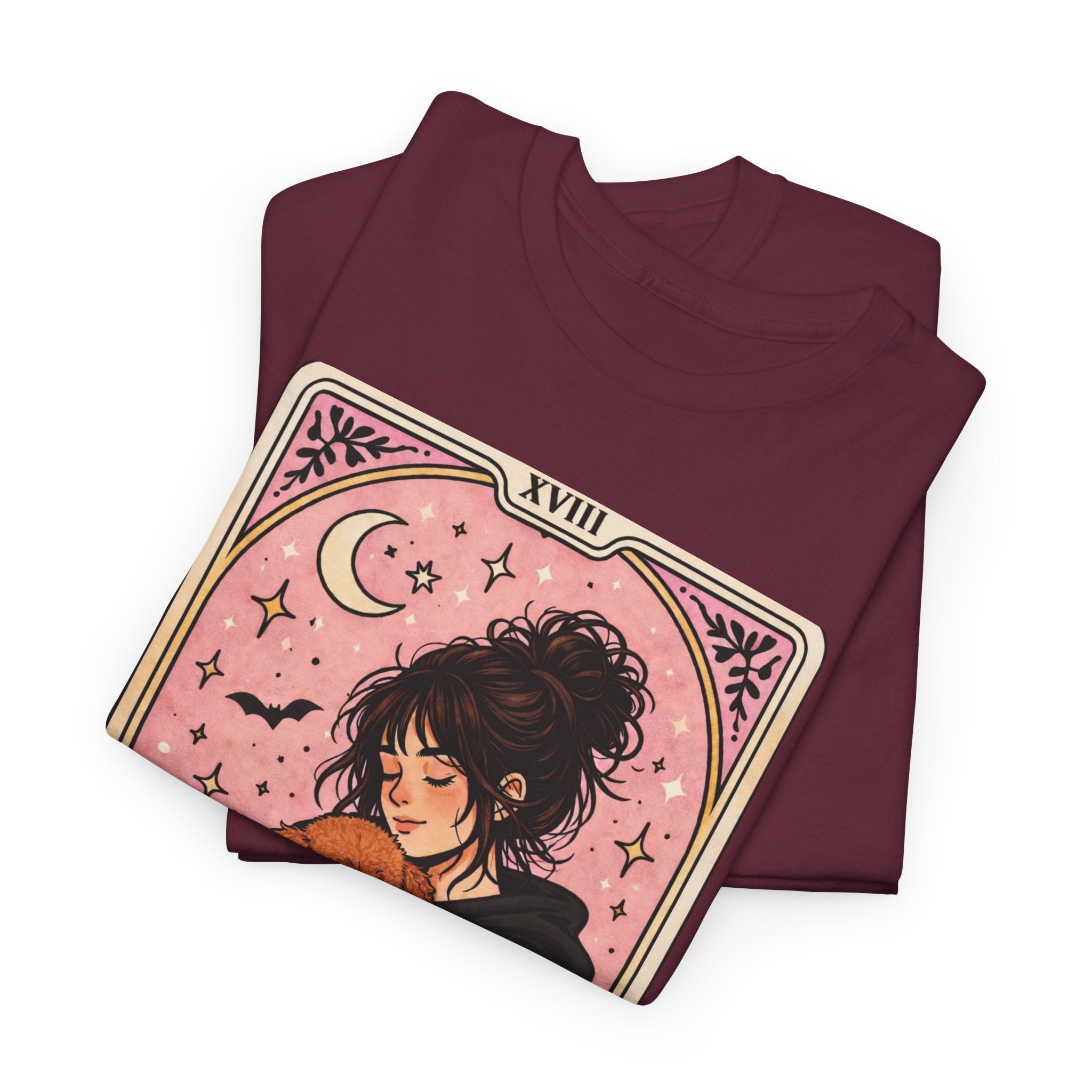 Personalized Emotional Support Human T-shirt featuring a funny dog mom tarot design, ideal for anxiety comfort and poodle mom gift.