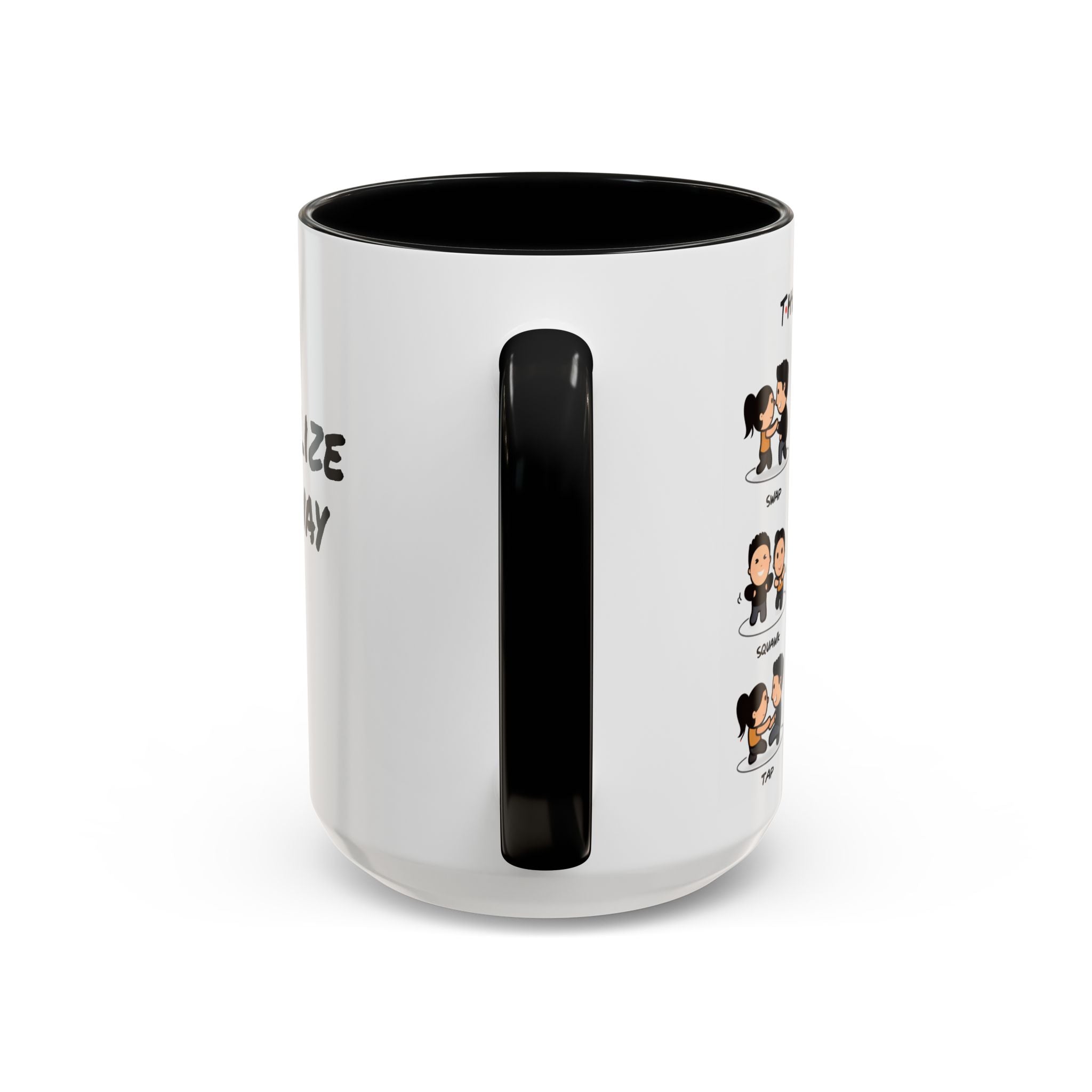 Friends-inspired funny "The Routine" accent coffee mug by Printify showing a ceramic mug with humorous text design.