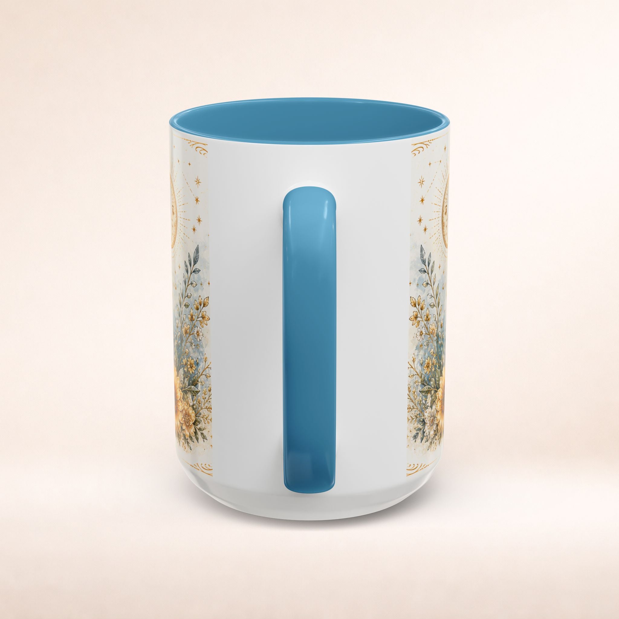 Personalized "The Golden Mom" tarot card accent coffee mug featuring a cute dog mom design, perfect for gift or everyday use.