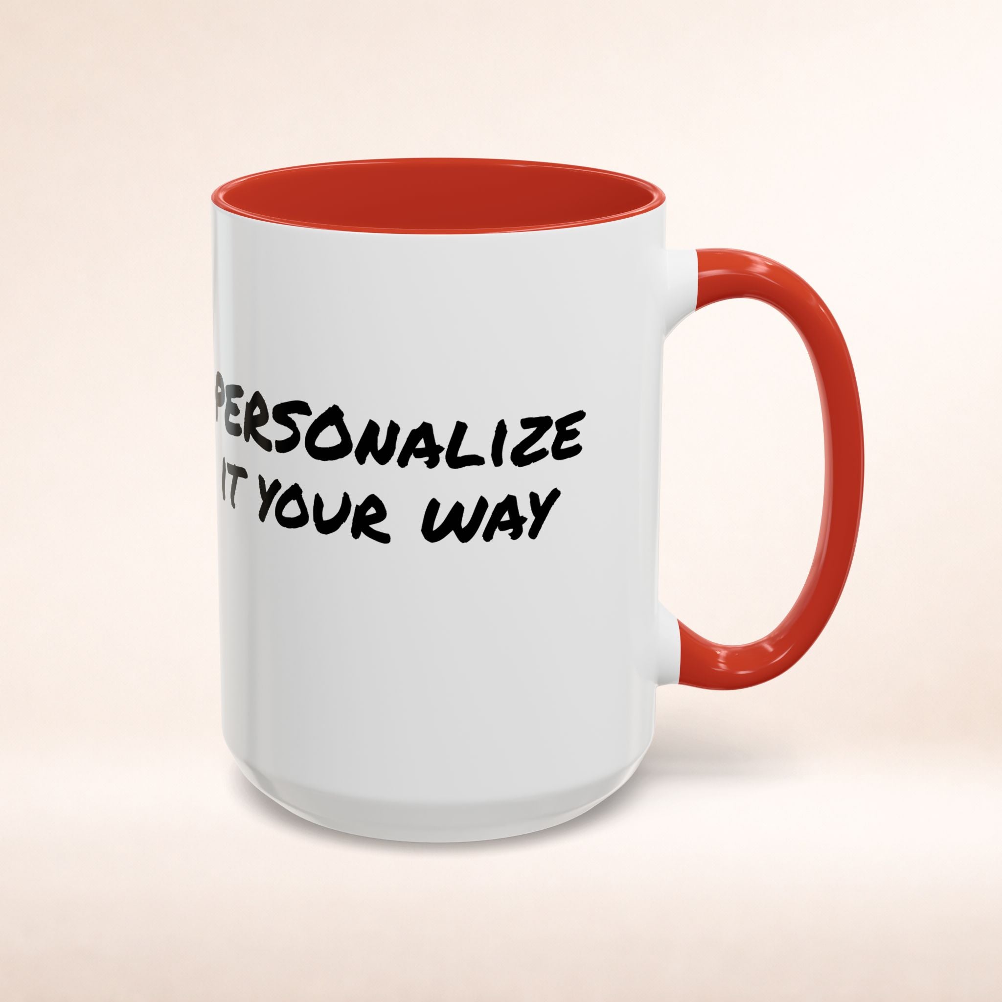 Friends-inspired funny "The Routine" accent coffee mug by Printify featuring humorous text and a classic mug shape.