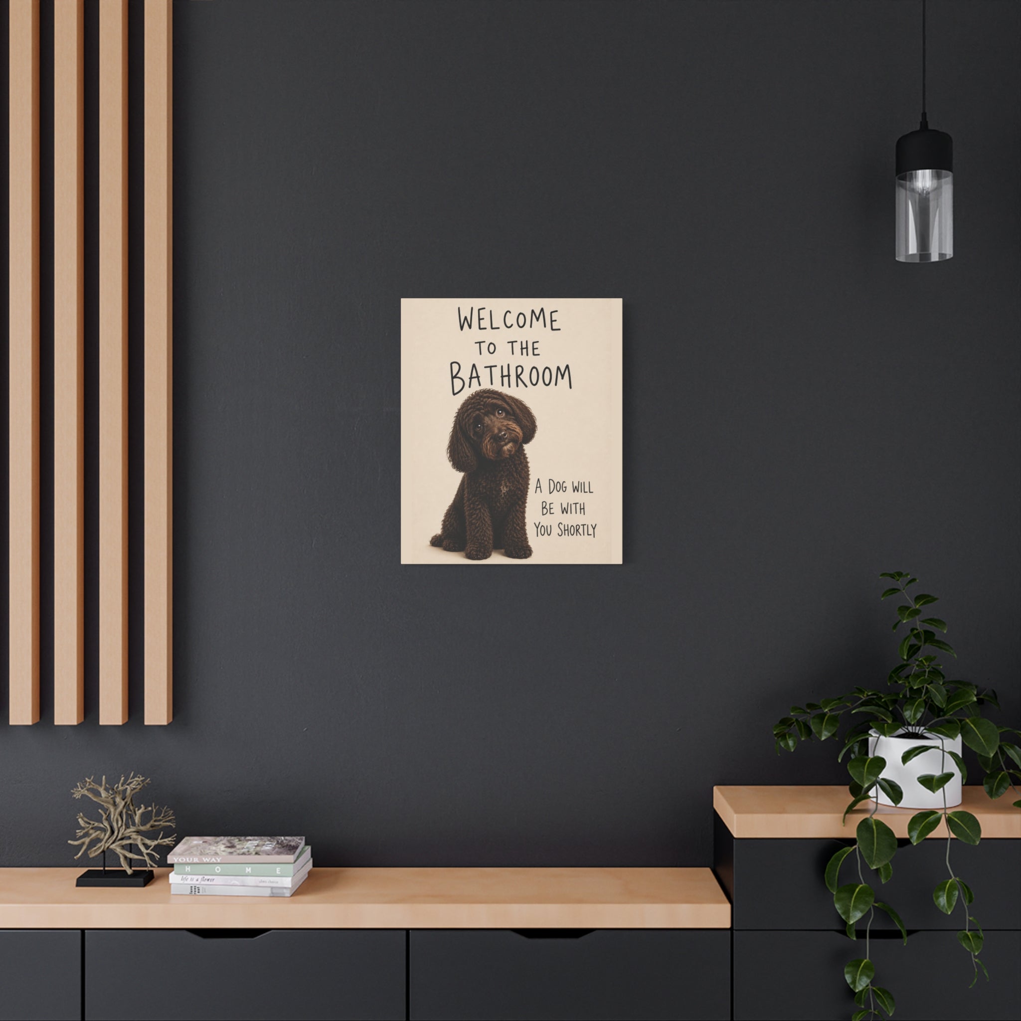 Chocolate Cockapoo Bathroom Wall Art | Welcome to the Bathroom | Funny Dog Lover Decor
