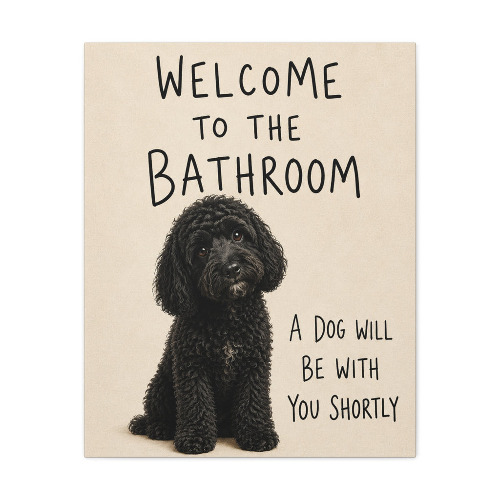 Black Cockapoo Bathroom Wall Art | Welcome to the Bathroom | Funny Dog Lover Decor