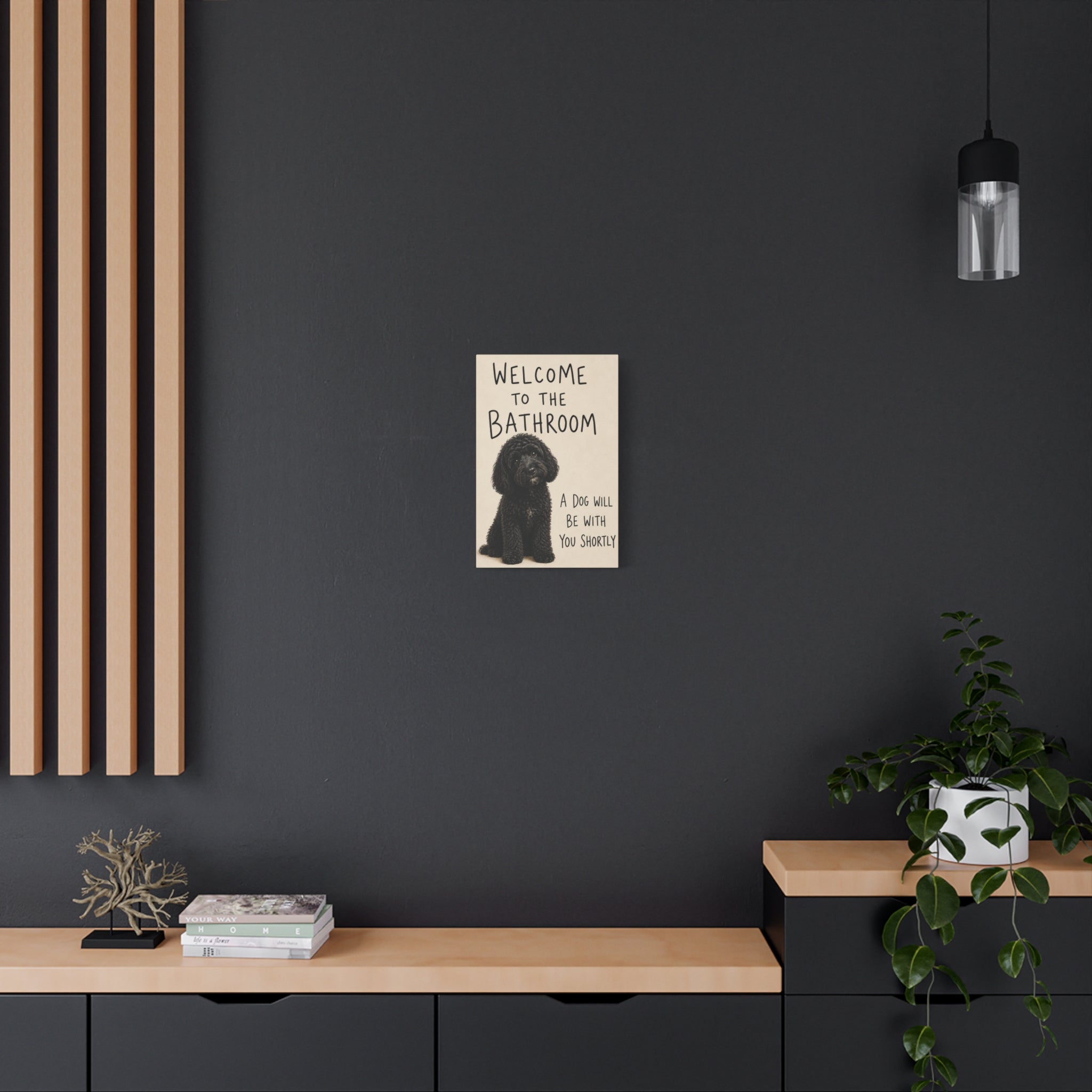 Black Cockapoo Bathroom Wall Art | Welcome to the Bathroom | Funny Dog Lover Decor
