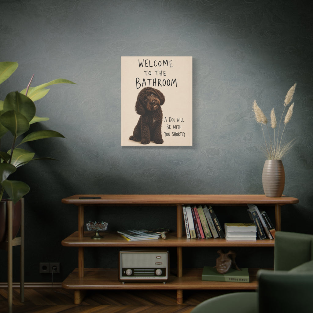 Chocolate Cockapoo Bathroom Wall Art | Welcome to the Bathroom | Funny Dog Lover Decor