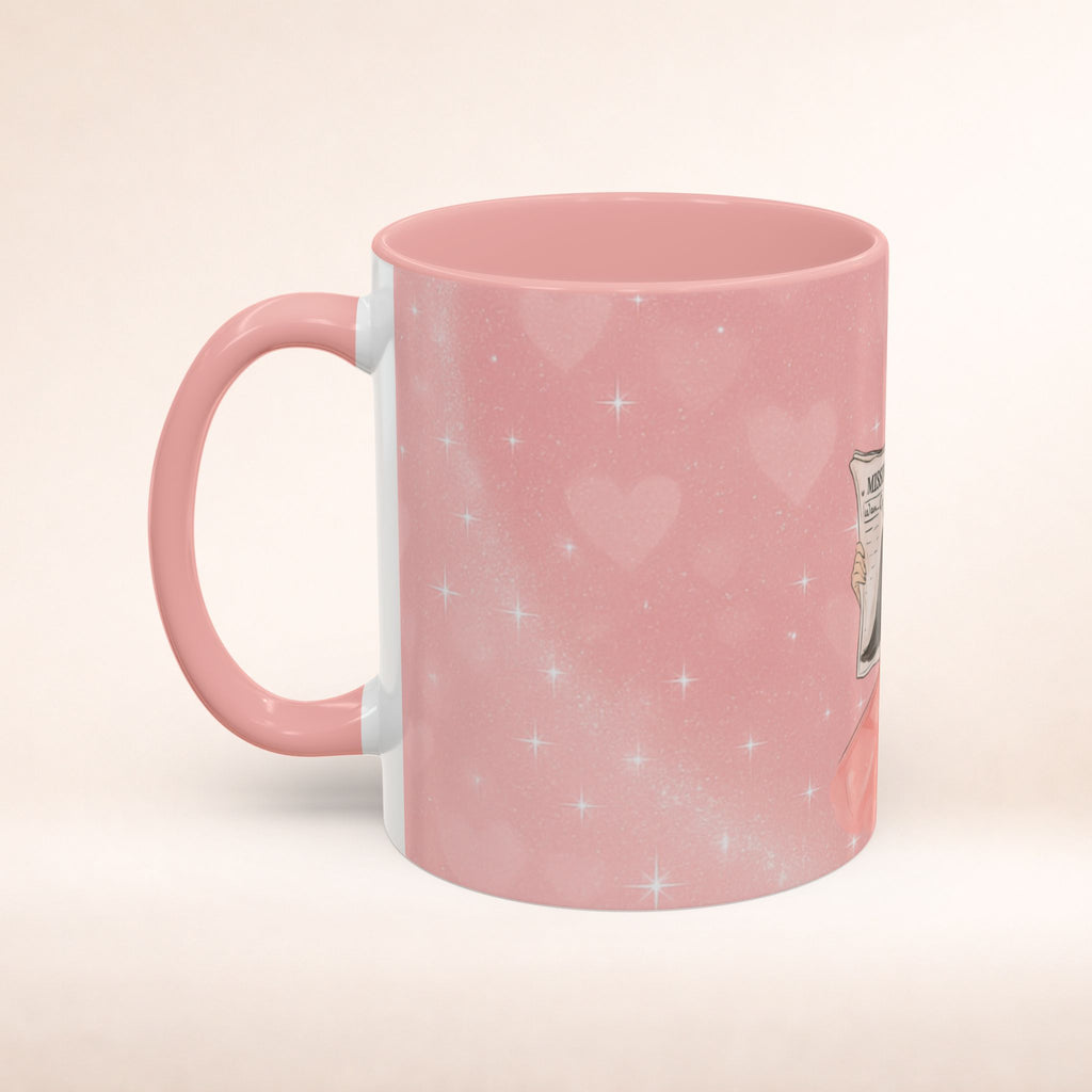 Pink ceramic coffee mug with "Everyone Deserves to Fly" slogan for musical fans, featuring a vibrant design and comfortable handle.