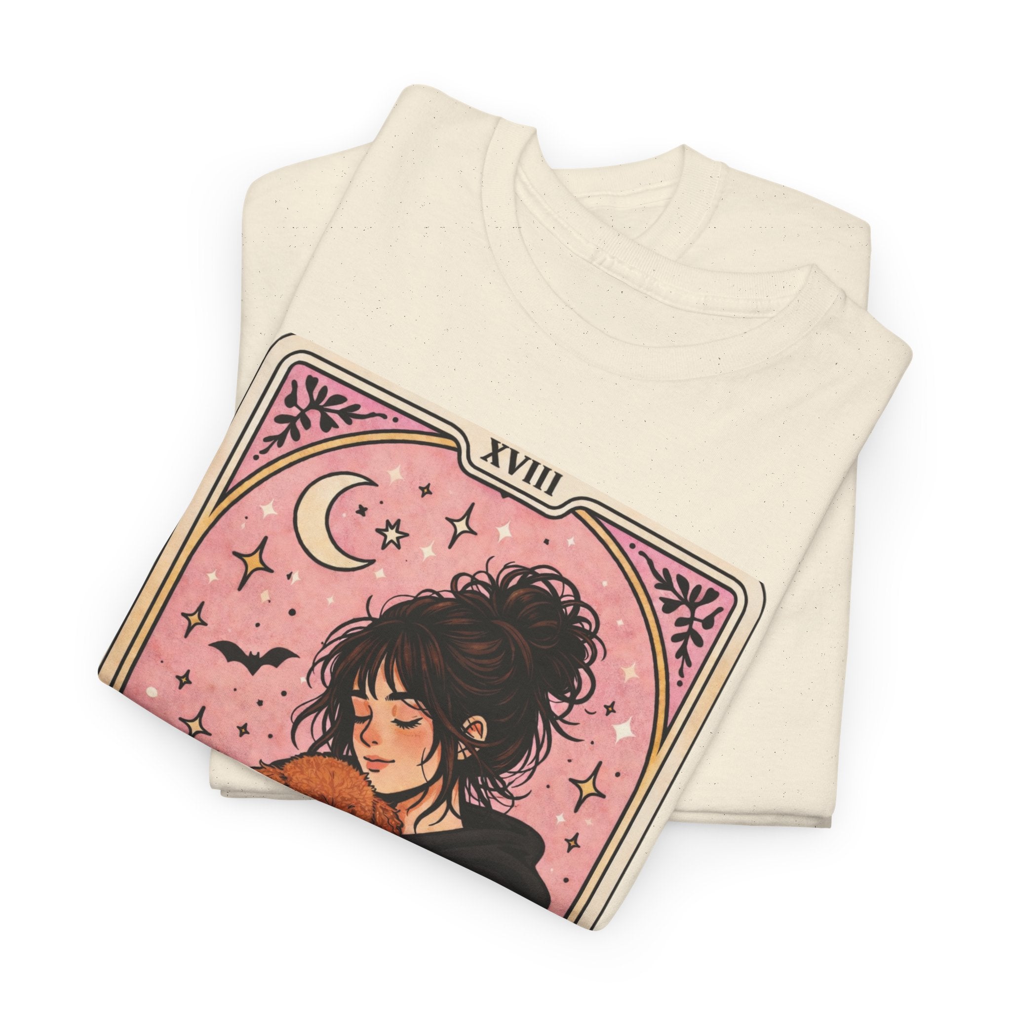 Personalized emotional support T-shirt featuring a funny dog mom tarot design, perfect for Poodle moms and anxiety comfort.