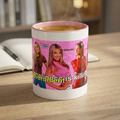 Y2K Britney Collage Accent Coffee Mug with "My Government is killing me" text and colorful graphics, ceramic Drinkware.