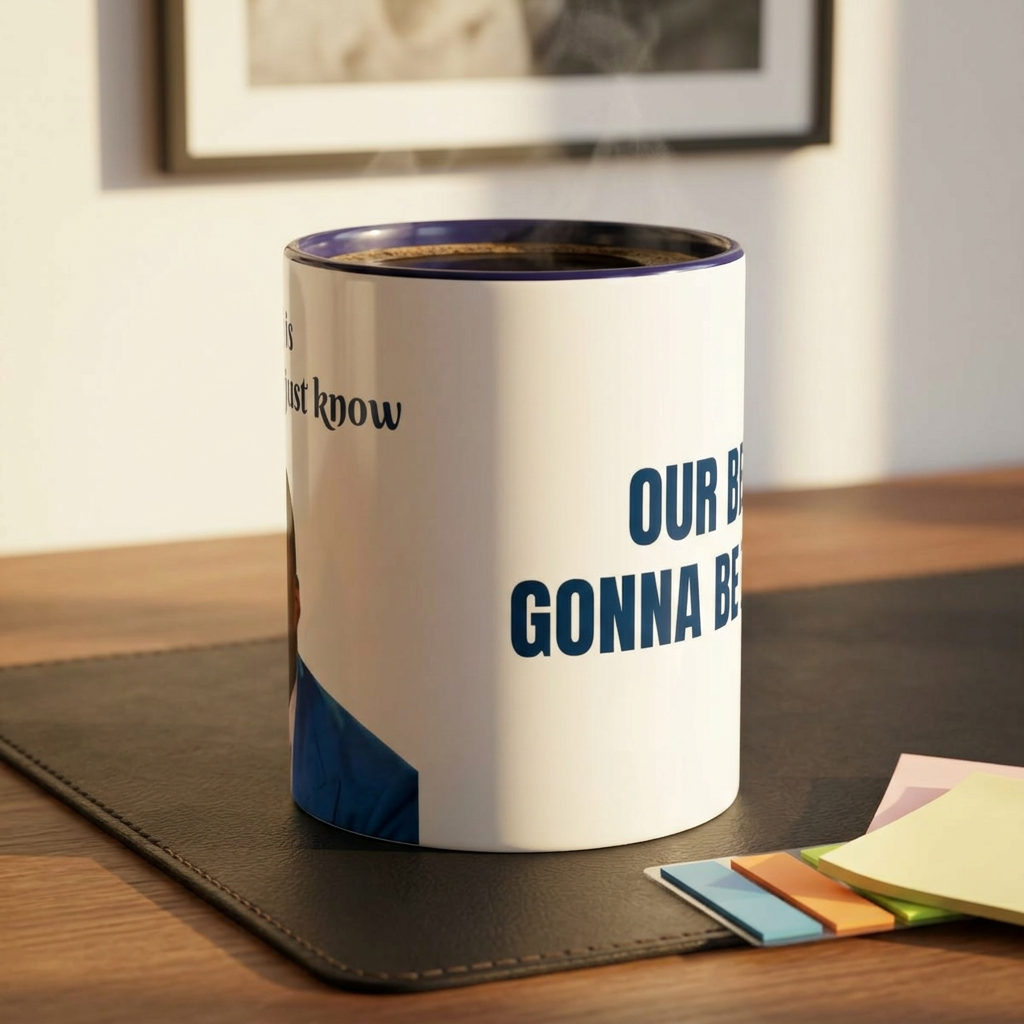 Black ceramic coffee mug with humorous "Our Beef Is Gonna Be Forever" slogan, 11oz or 15oz, printed by Printify