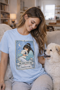 Personalized Chow Chow Mom tarot card T-shirt with custom name, featuring a dog lover print and a Chow Chow graphic.