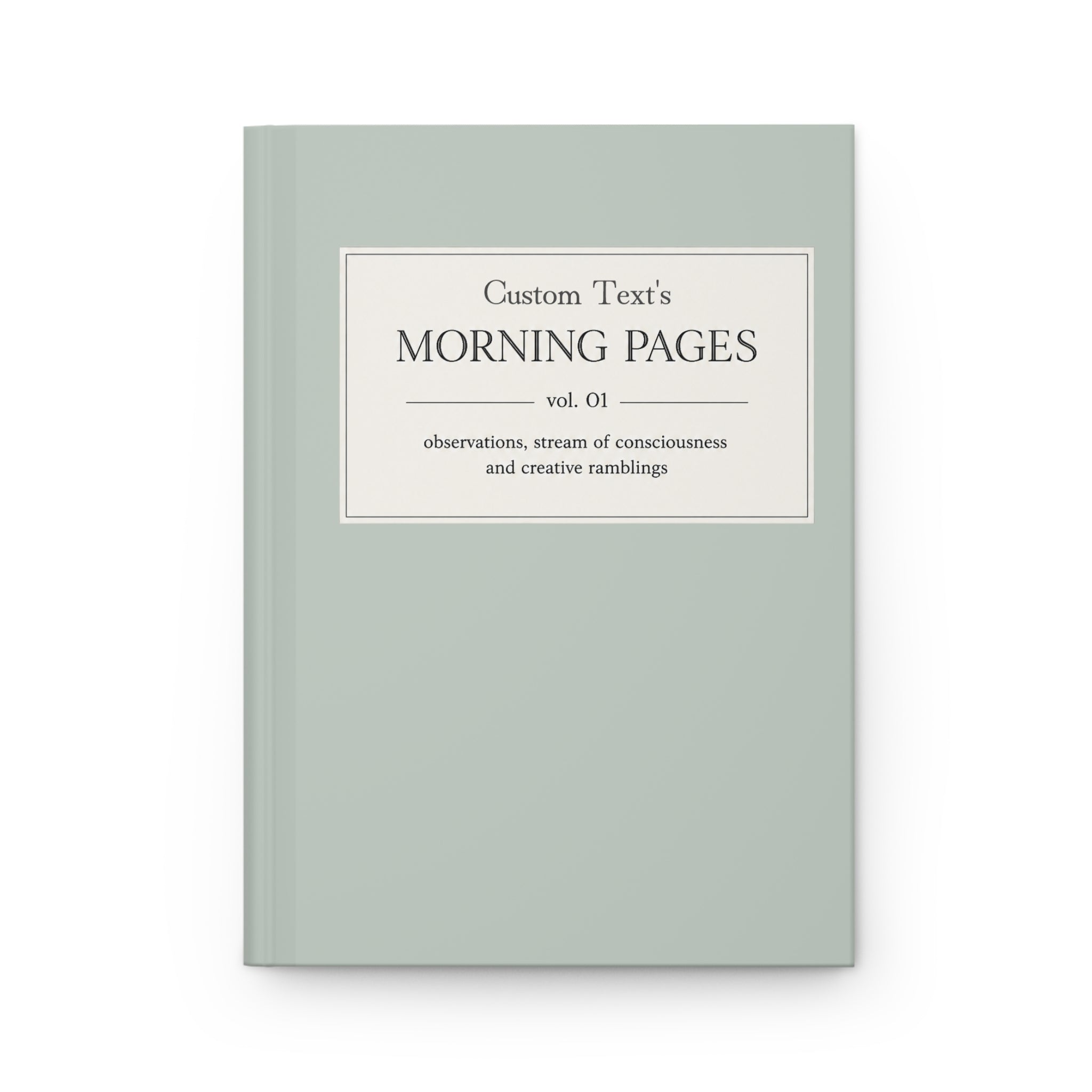 Custom Morning Pages Journal Vol. 01 hardcover personalized guided reflection notebook by Printify, minimalist design with blank pages