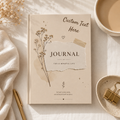 Personalized Neutral Aesthetic Journal, Custom Name Notebook, Minimalist Beige Floral Journal, Mindfulness Diary Gift for Women