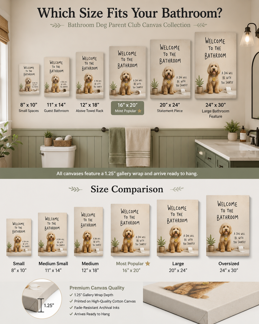 Black Cockapoo Bathroom Wall Art | Welcome to the Bathroom | Funny Dog Lover Decor