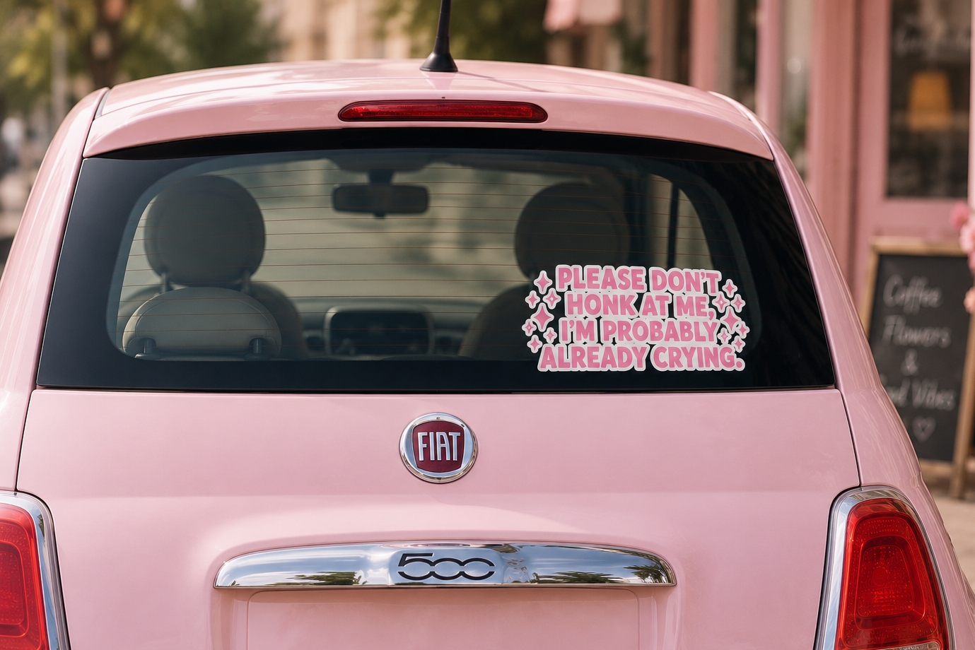'Please Don’t Honk At Me I’m Probably Already Crying' Funny Car Sticker — Vinyl Decal