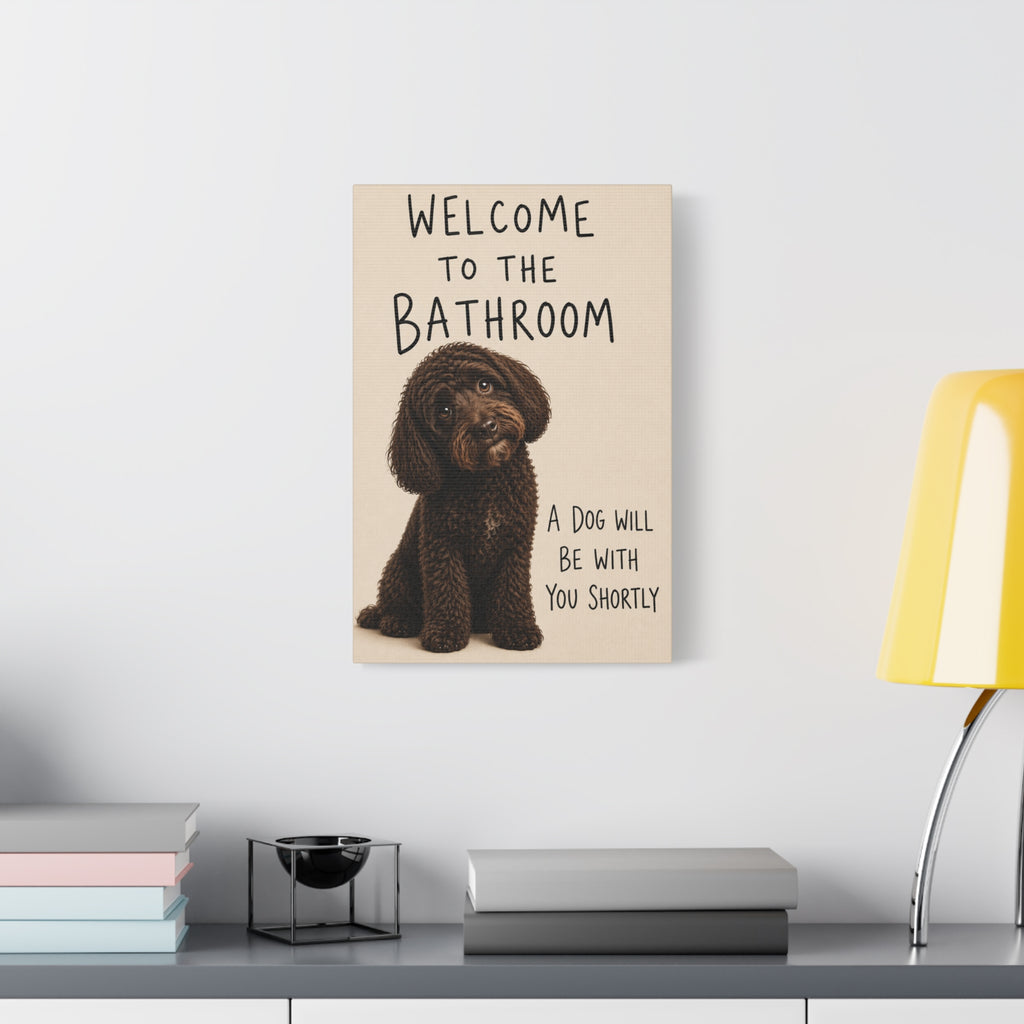 Chocolate Cockapoo Bathroom Wall Art | Welcome to the Bathroom | Funny Dog Lover Decor