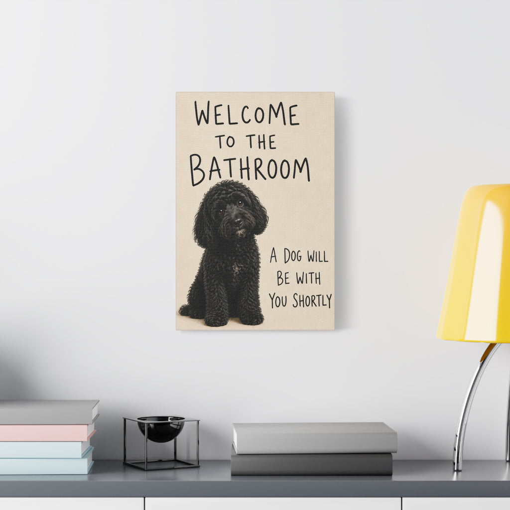 Black Cockapoo Bathroom Wall Art | Welcome to the Bathroom | Funny Dog Lover Decor