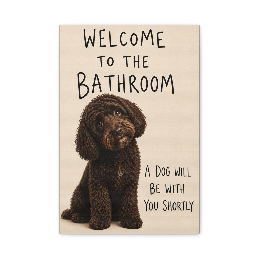 Chocolate Cockapoo Bathroom Wall Art | Welcome to the Bathroom | Funny Dog Lover Decor