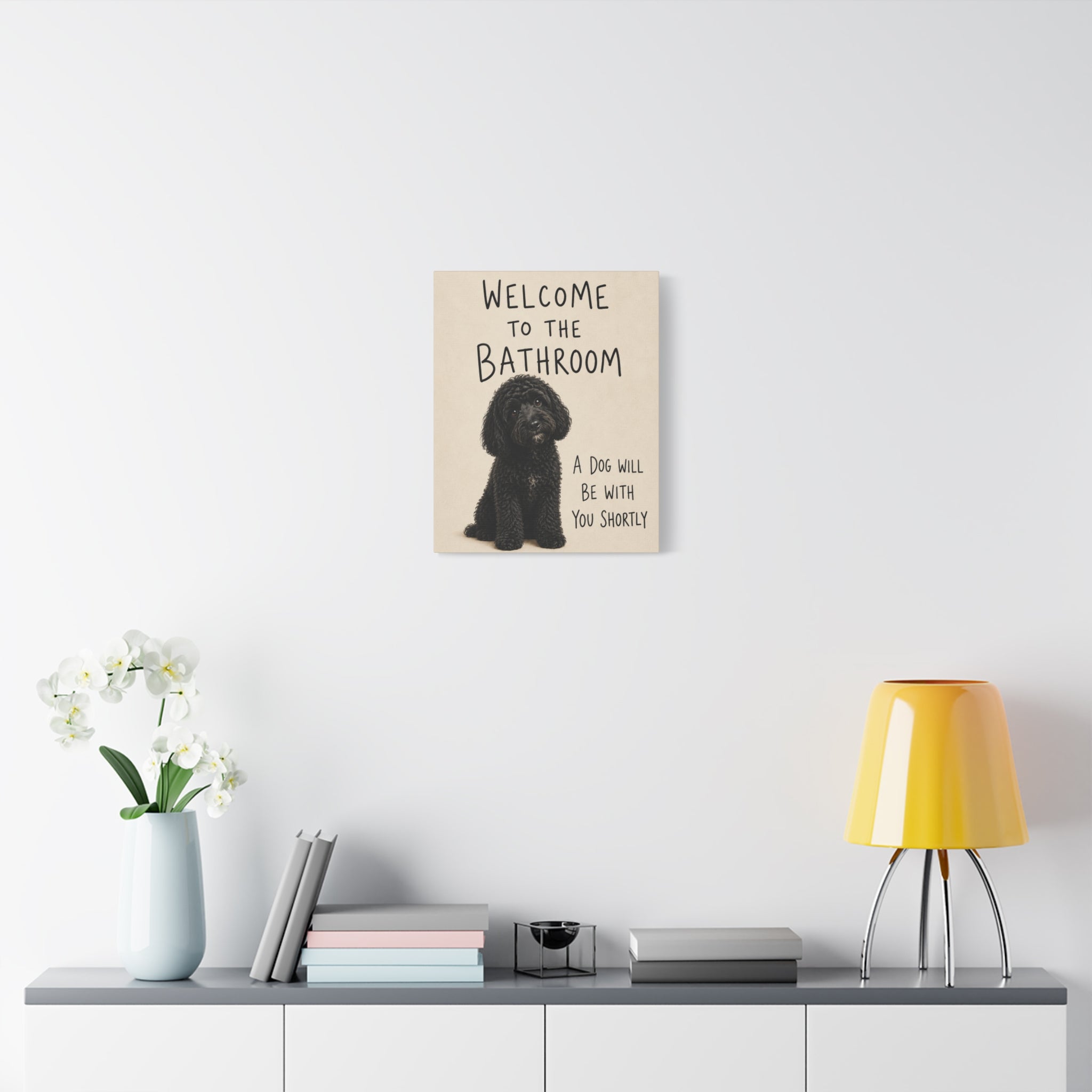 Black Cockapoo Bathroom Wall Art | Welcome to the Bathroom | Funny Dog Lover Decor