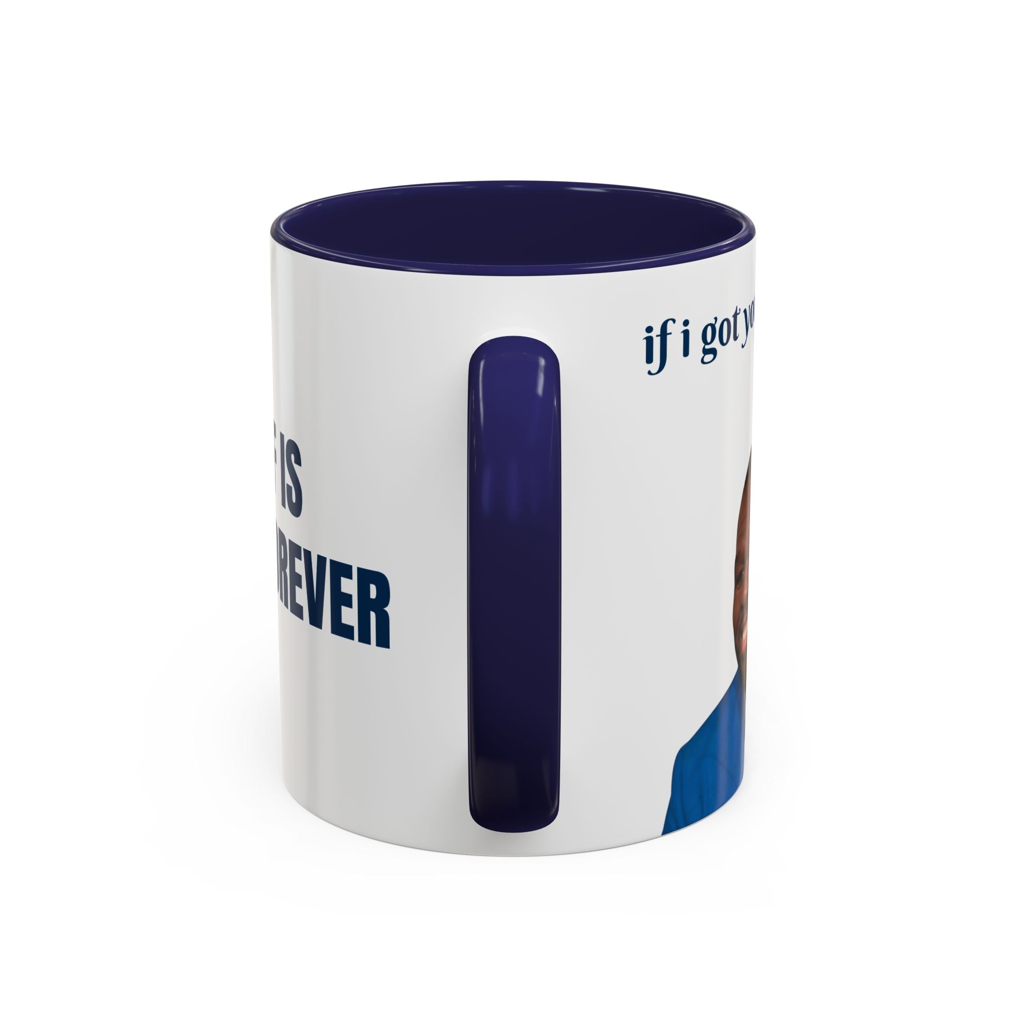 Black ceramic coffee mug with sarcastic "Our Beef Is Gonna Be Forever" quote, 11oz or 15oz size, by Printify.