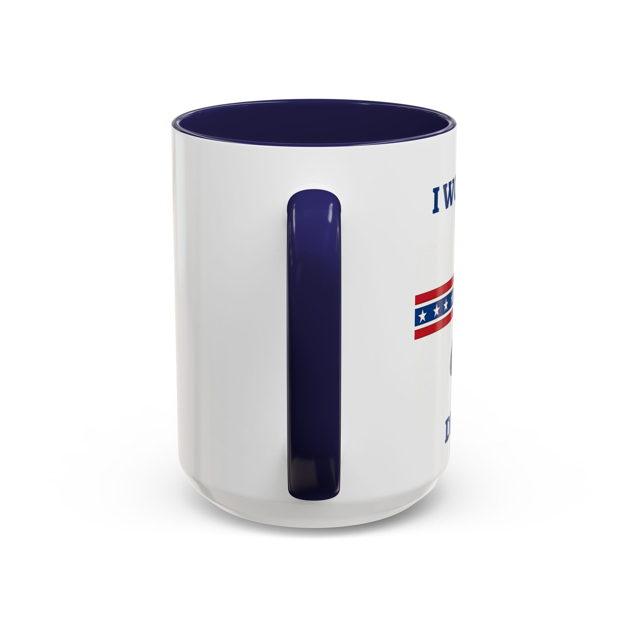 White ceramic mug with sarcastic Trump meme text, "I Would Never Deport You," featuring political humor and gag gift design.