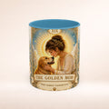 Personalized 'The Golden Mom' tarot card coffee mug featuring a cute dog illustration, ideal for dog mom gifts.