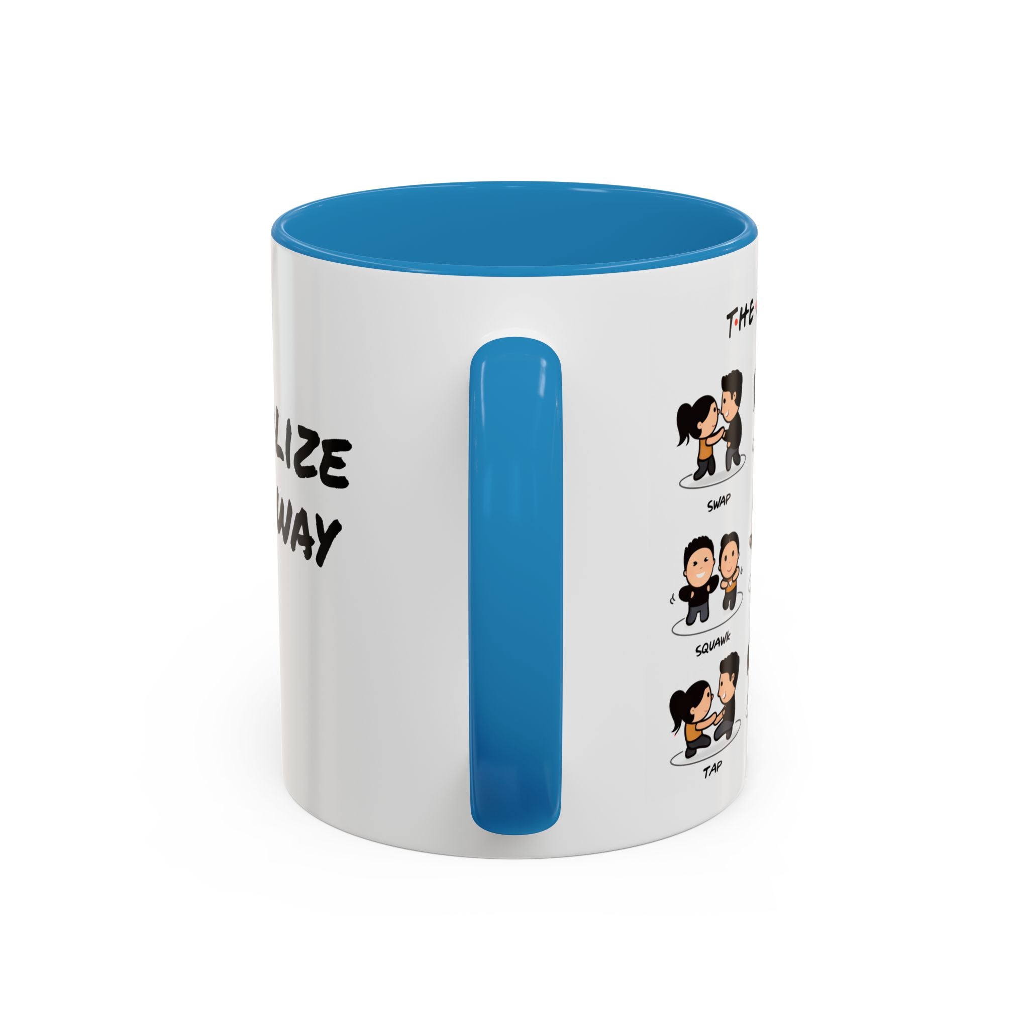 Friends-inspired funny 'The Routine' coffee mug featuring humorous design, perfect for fans of the TV show.