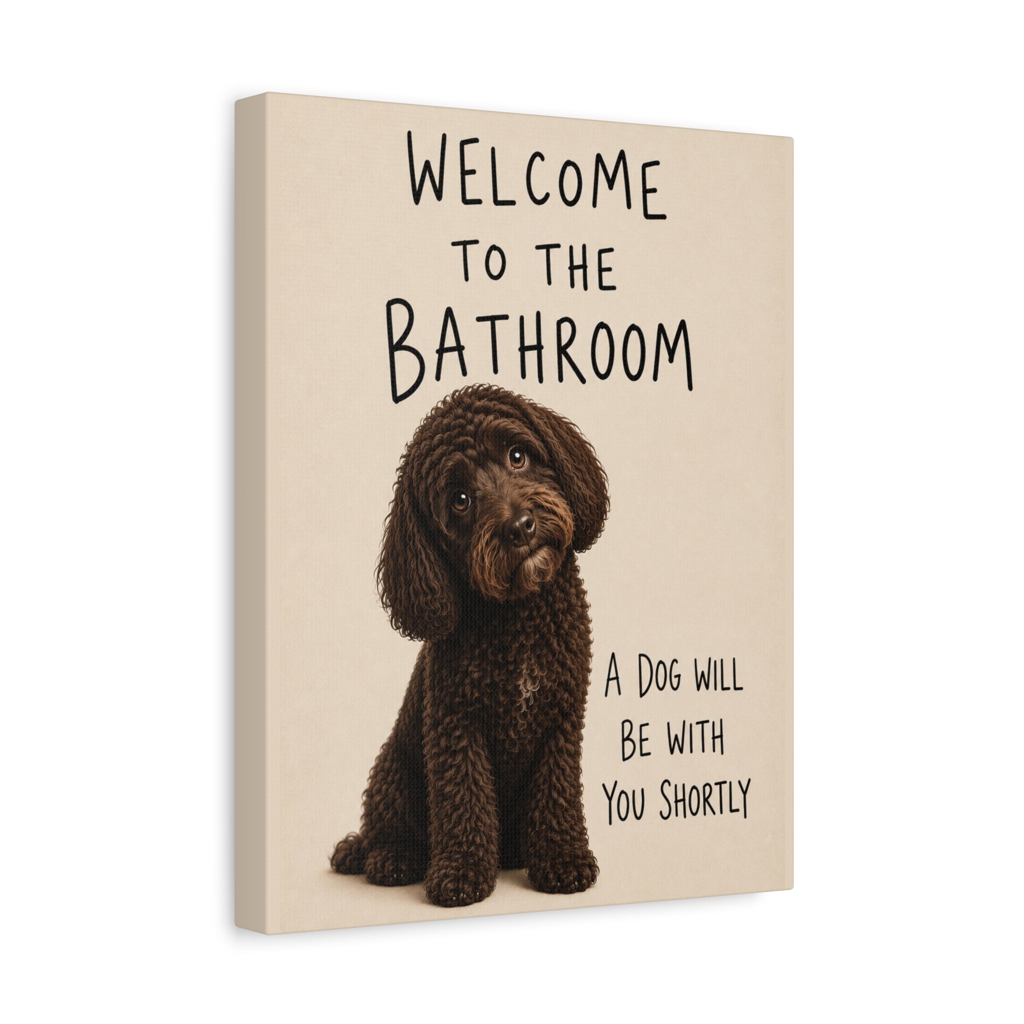 Chocolate Cockapoo Bathroom Wall Art | Welcome to the Bathroom | Funny Dog Lover Decor