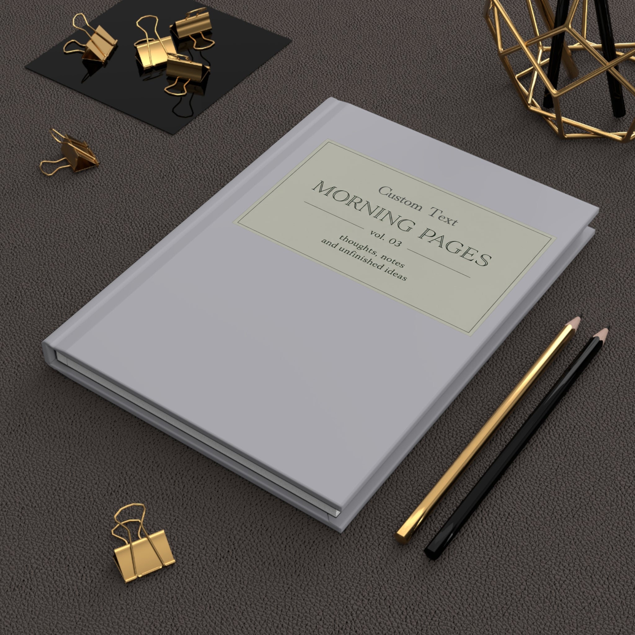 Hardcover personalized Morning Pages Journal Vol. 03 by Printify, minimalist guided reflection notebook with blank pages
